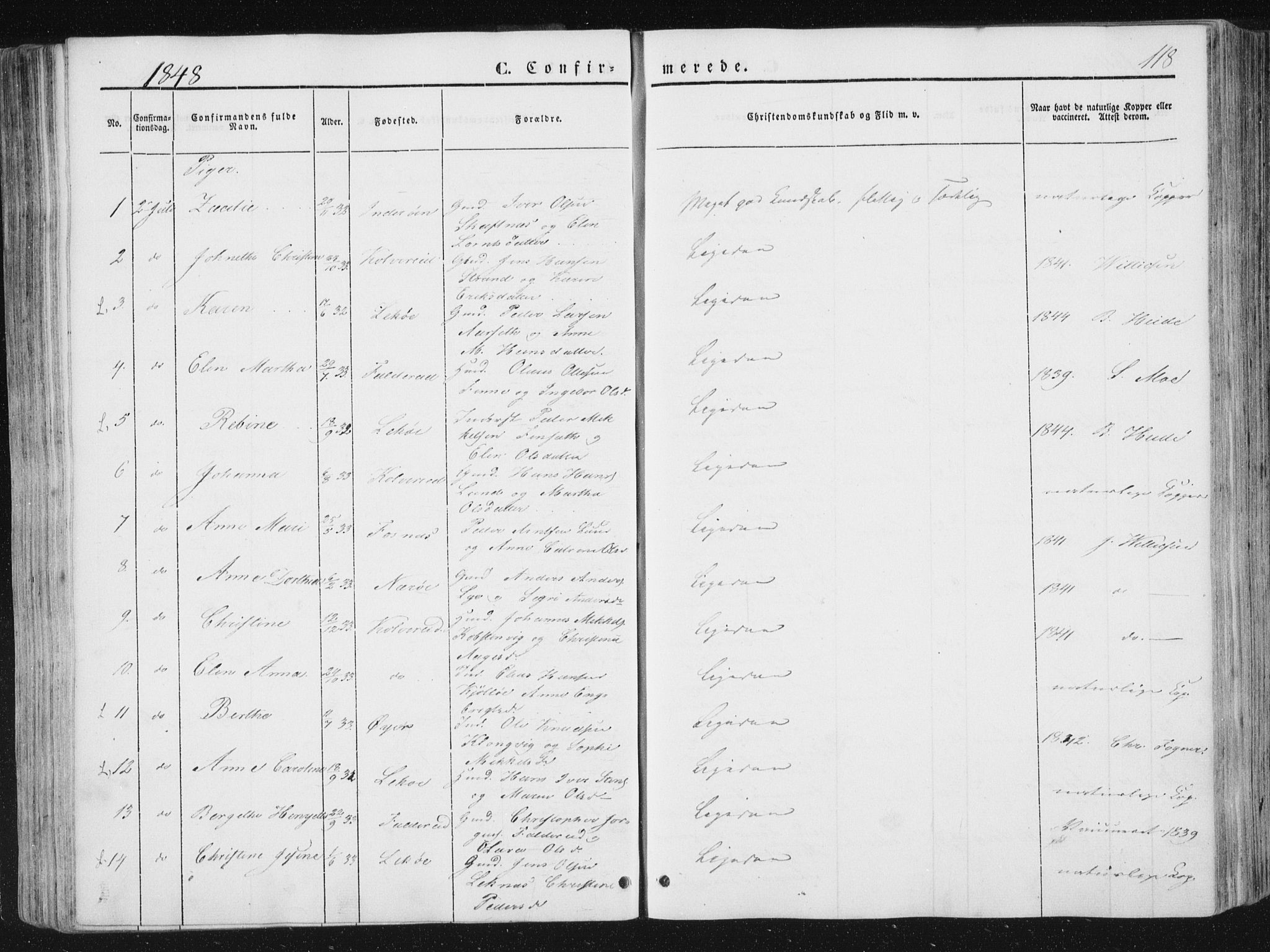 Ministerialprotokoller, klokkerbøker og fødselsregistre - Nord-Trøndelag, AV/SAT-A-1458/780/L0640: Parish register (official) no. 780A05, 1845-1856, p. 118