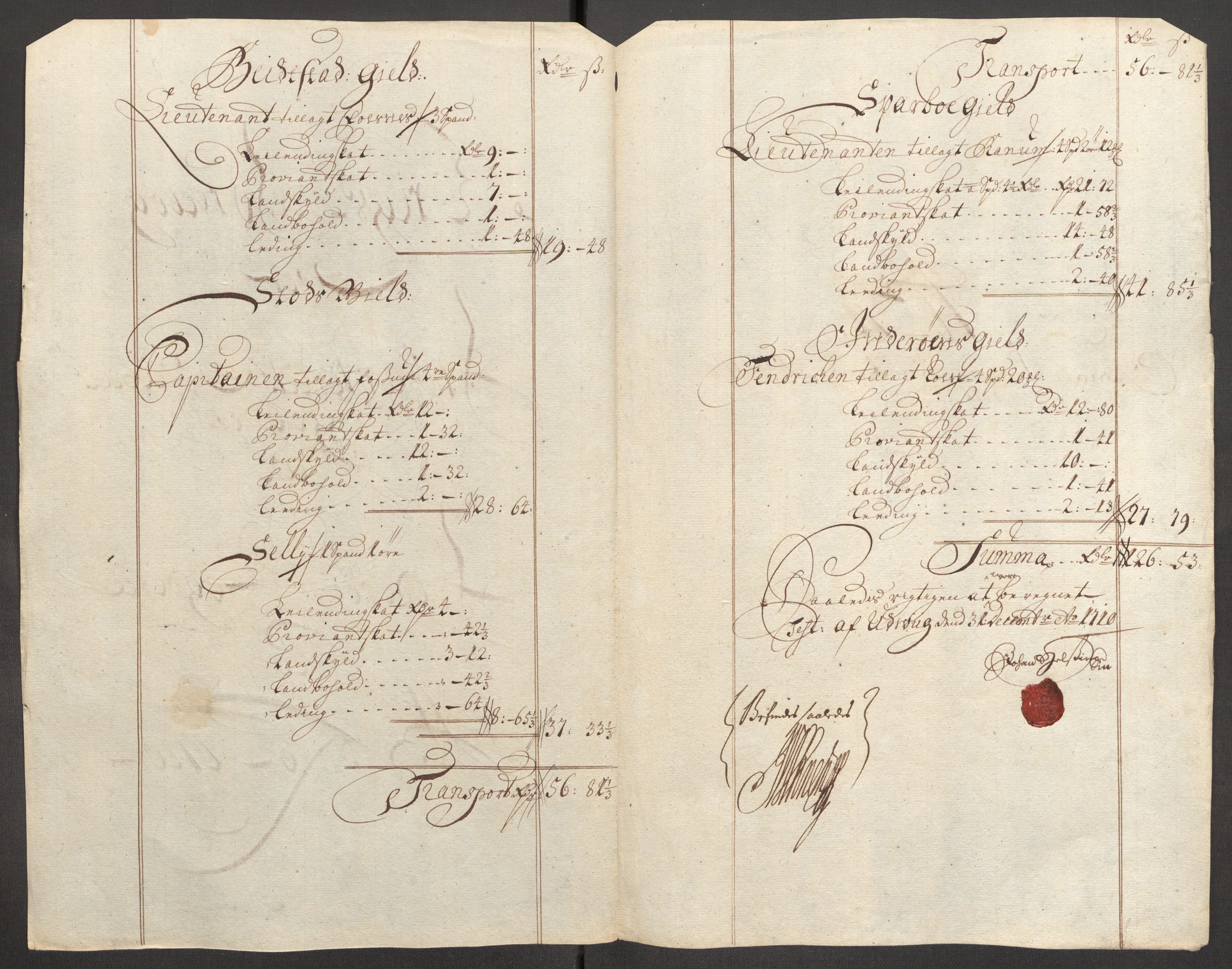 Rentekammeret inntil 1814, Reviderte regnskaper, Fogderegnskap, AV/RA-EA-4092/R63/L4318: Fogderegnskap Inderøy, 1710, p. 179