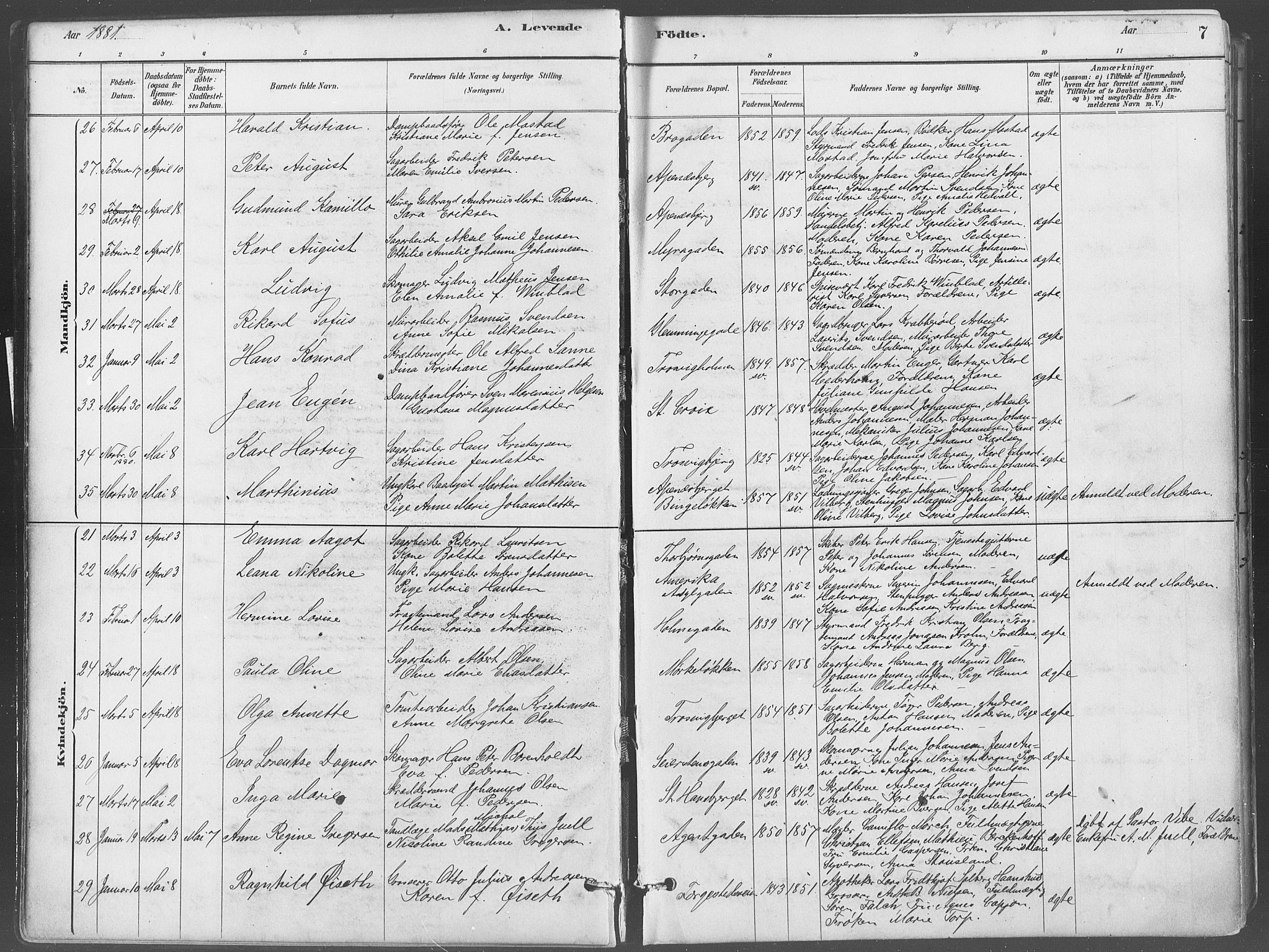 Fredrikstad domkirkes prestekontor Kirkebøker, AV/SAO-A-10906/G/Ga/L0003: Parish register (copy) no. 3, 1880-1900, p. 7