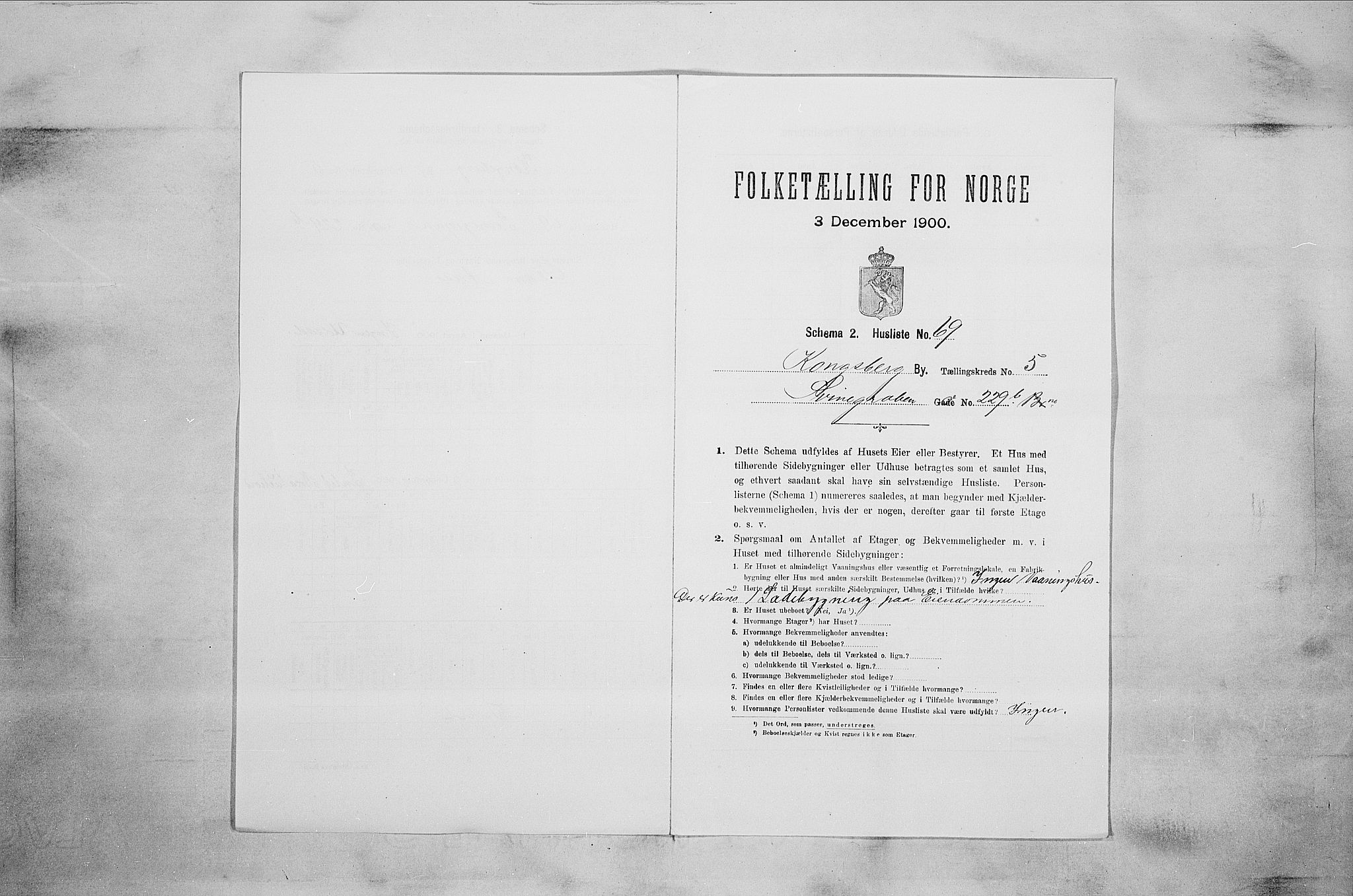 RA, 1900 census for Kongsberg, 1900, p. 1027