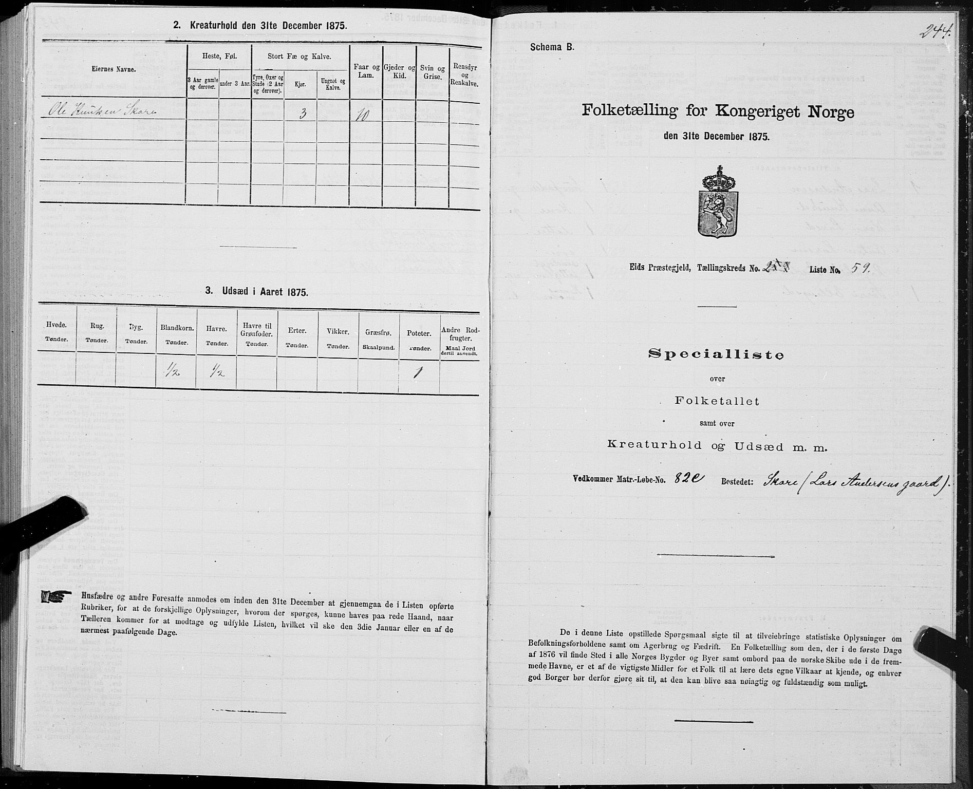 SAT, 1875 census for 1538P Eid, 1875, p. 1244