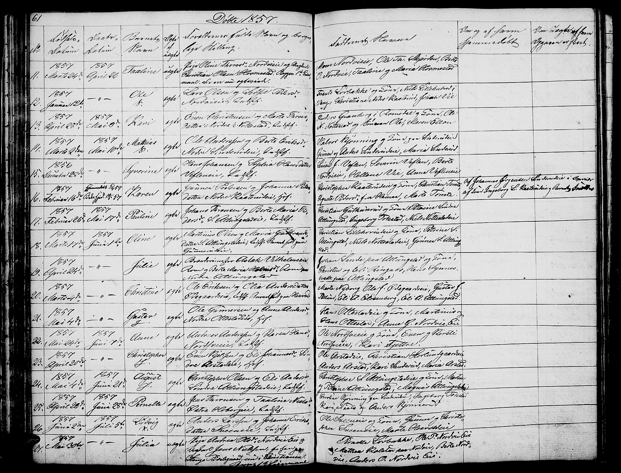 Stange prestekontor, AV/SAH-PREST-002/L/L0002: Parish register (copy) no. 2, 1838-1879, p. 61