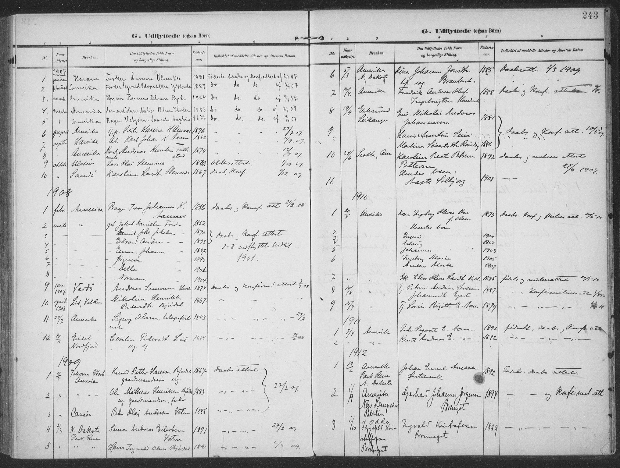 Ministerialprotokoller, klokkerbøker og fødselsregistre - Møre og Romsdal, SAT/A-1454/513/L0178: Parish register (official) no. 513A05, 1906-1919, p. 243