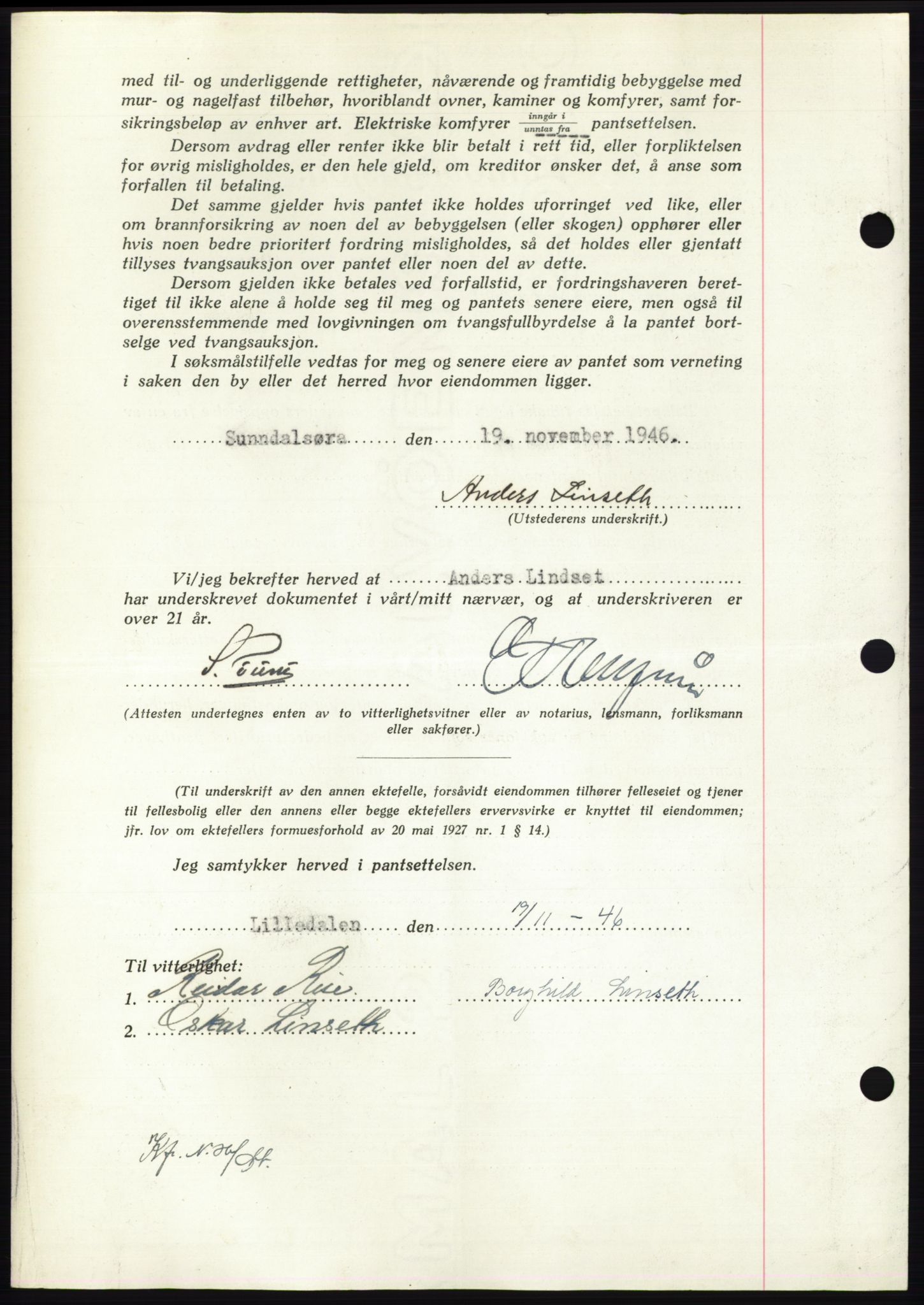 Nordmøre sorenskriveri, AV/SAT-A-4132/1/2/2Ca: Mortgage book no. B95, 1946-1947, Diary no: : 2593/1946