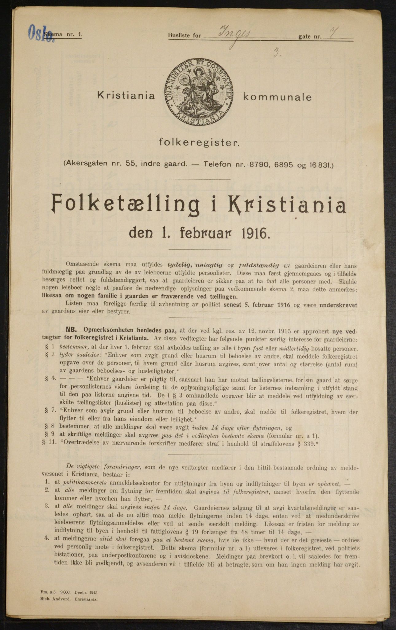 OBA, Municipal Census 1916 for Kristiania, 1916, p. 44867