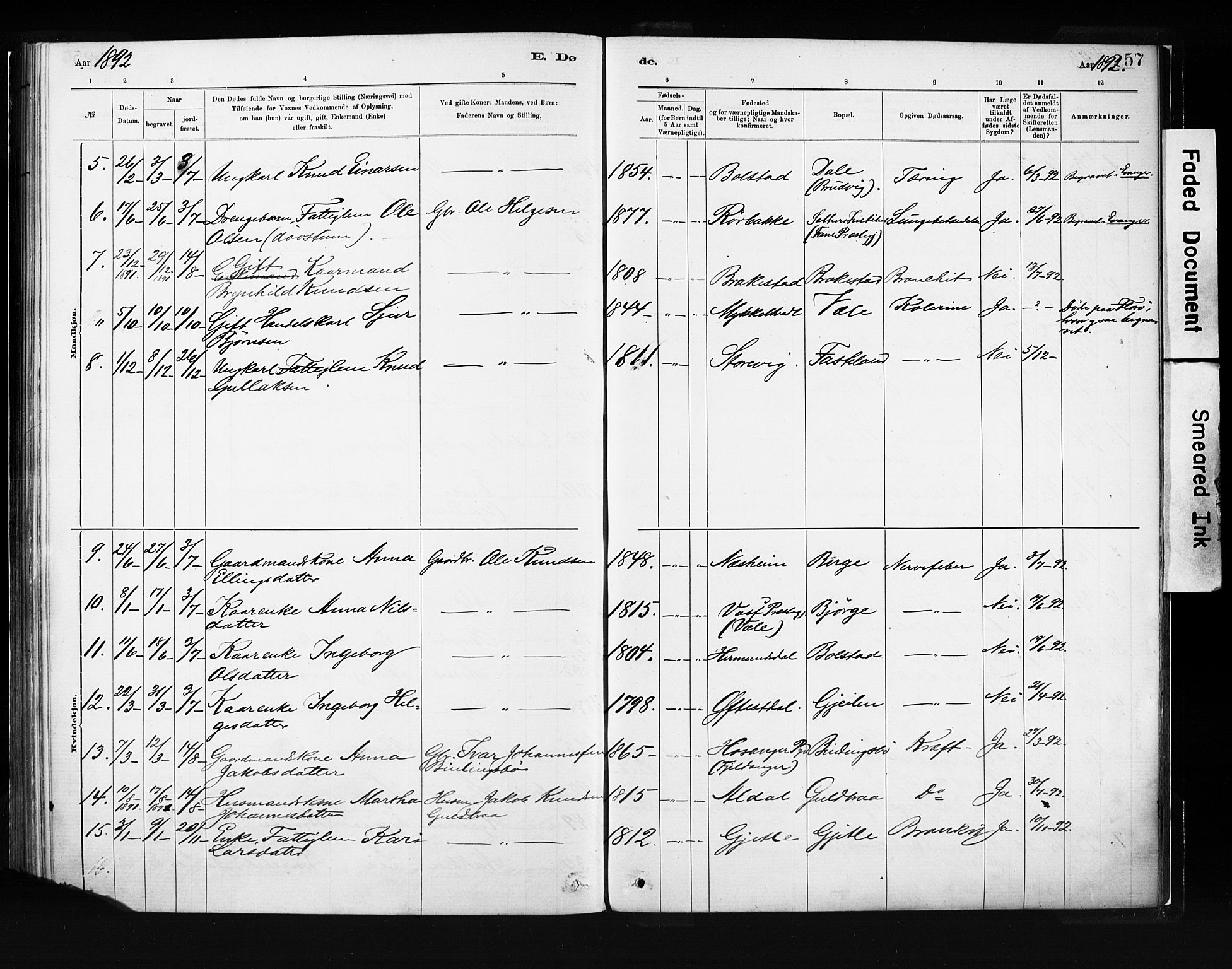 Evanger sokneprestembete, SAB/A-99924: Parish register (official) no. A 1, 1877-1899, p. 257