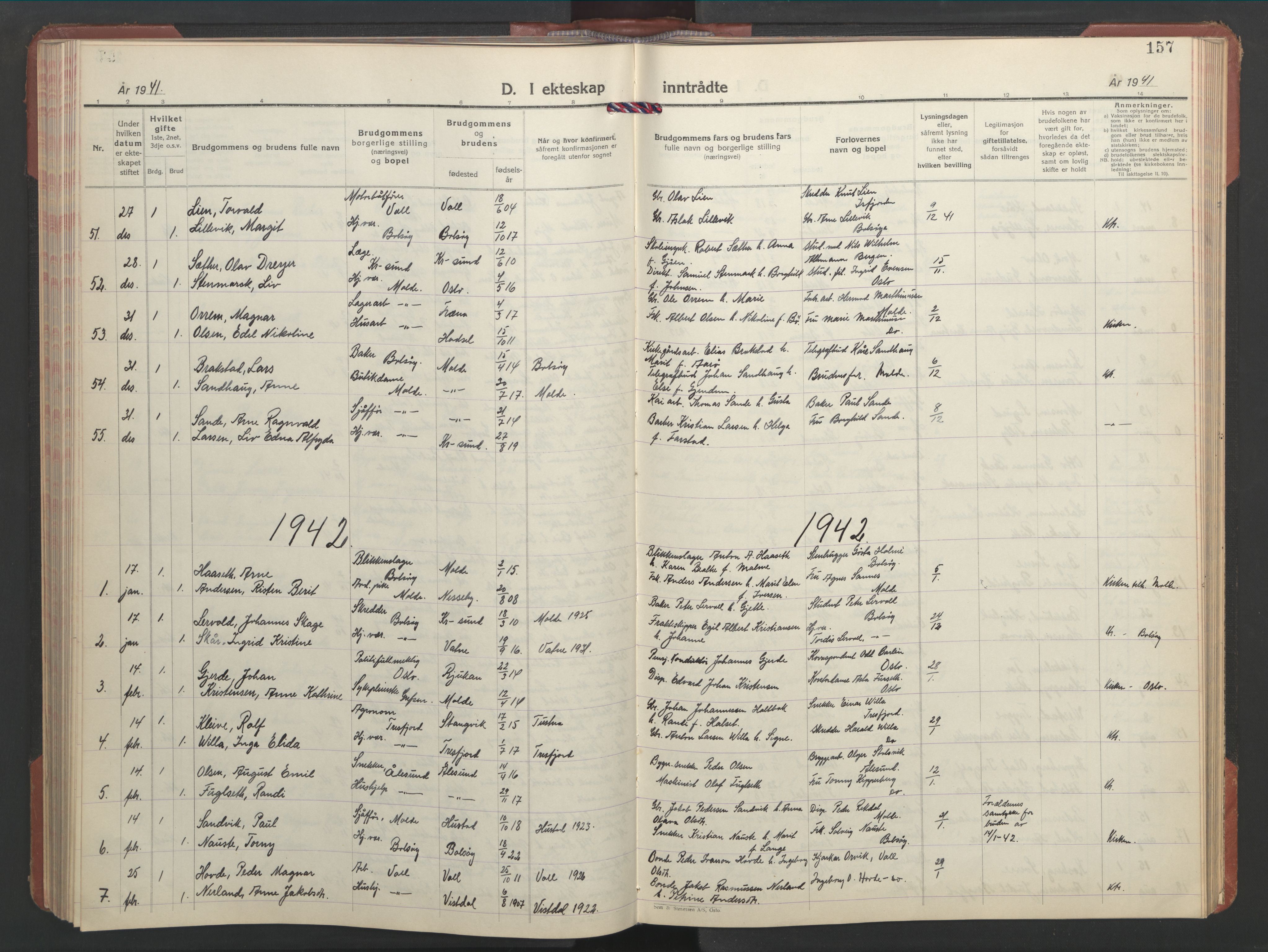 Ministerialprotokoller, klokkerbøker og fødselsregistre - Møre og Romsdal, AV/SAT-A-1454/558/L0705: Parish register (copy) no. 558C06, 1940-1953, p. 157