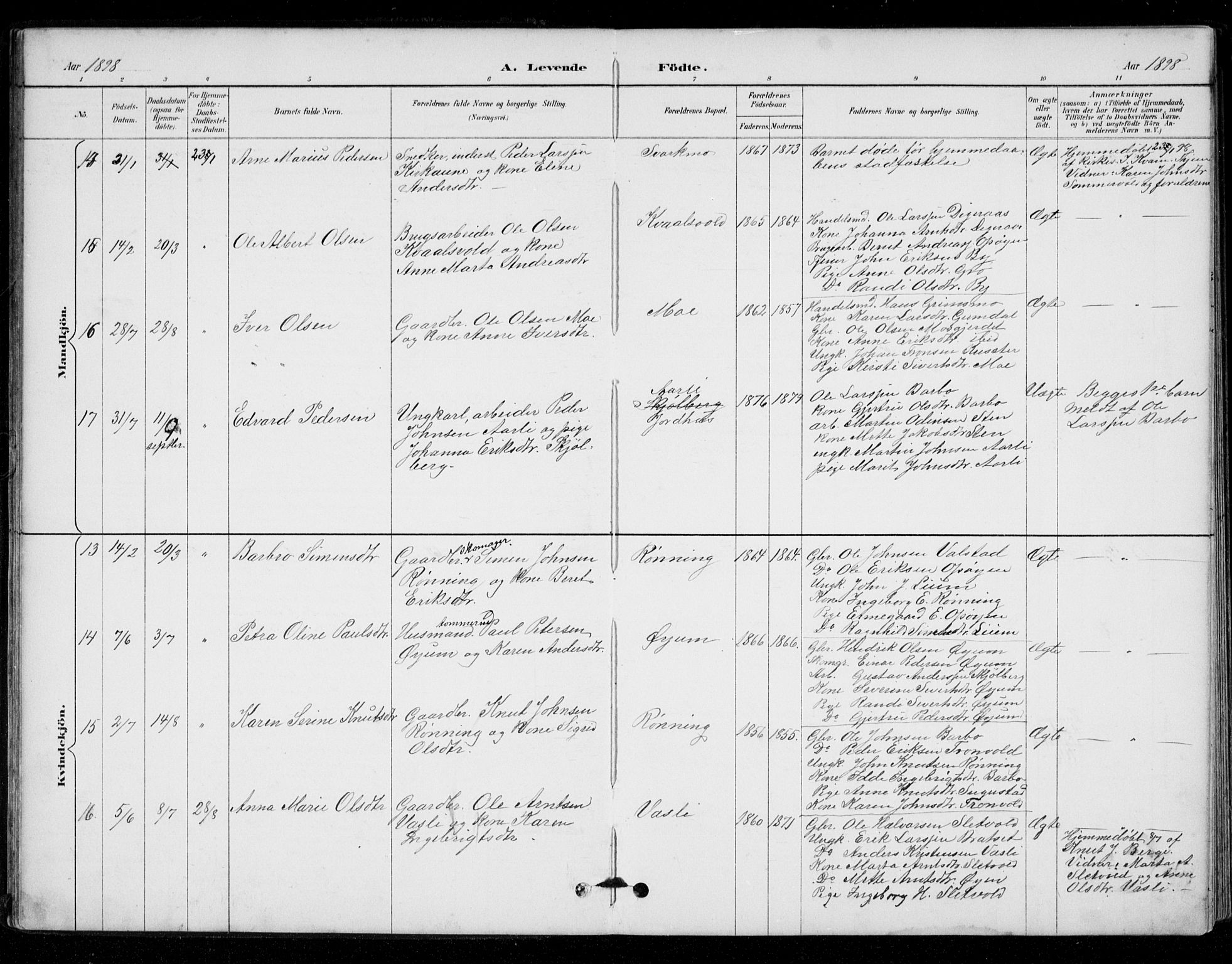 Ministerialprotokoller, klokkerbøker og fødselsregistre - Sør-Trøndelag, AV/SAT-A-1456/671/L0841: Parish register (official) no. 671A03, 1893-1915