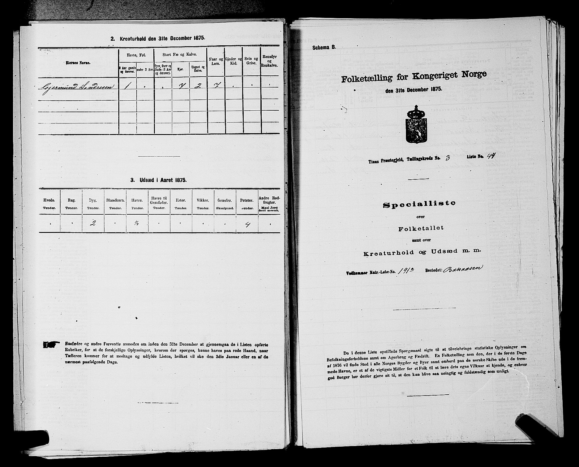 SAKO, 1875 census for 0826P Tinn, 1875, p. 426
