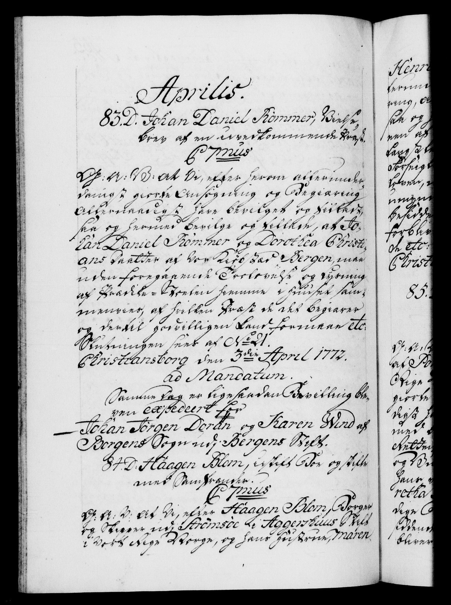 Danske Kanselli 1572-1799, RA/EA-3023/F/Fc/Fca/Fcaa/L0045: Norske registre "Norske eller 3. dept.s åpne brev, 1771-1773, p. 255b