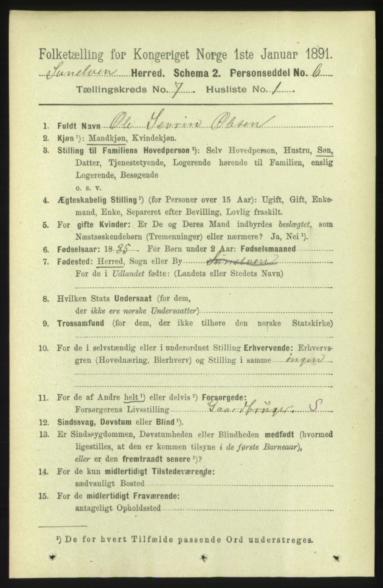 RA, 1891 census for 1523 Sunnylven, 1891, p. 1770