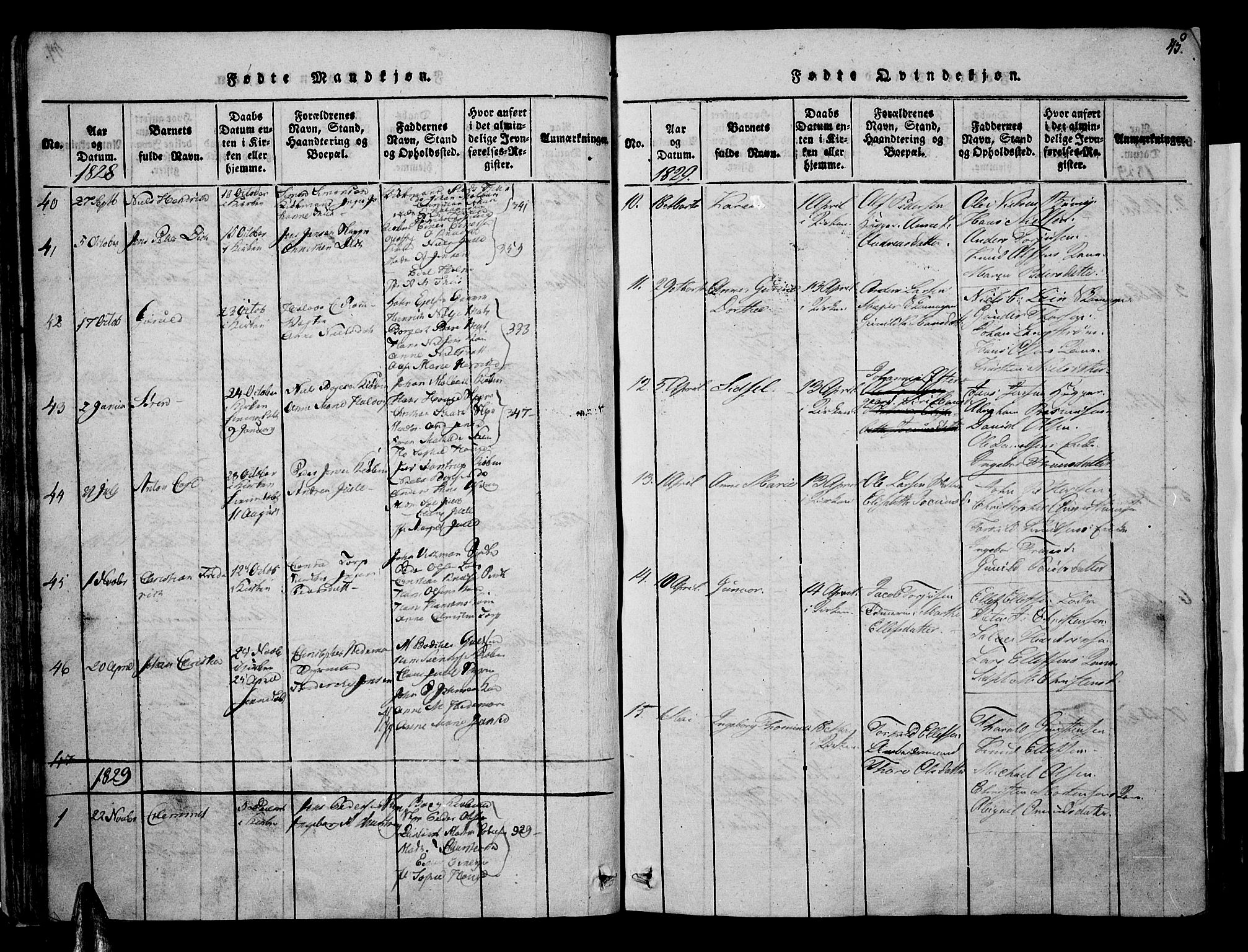 Risør sokneprestkontor, AV/SAK-1111-0035/F/Fa/L0002: Parish register (official) no. A 2, 1815-1839, p. 45