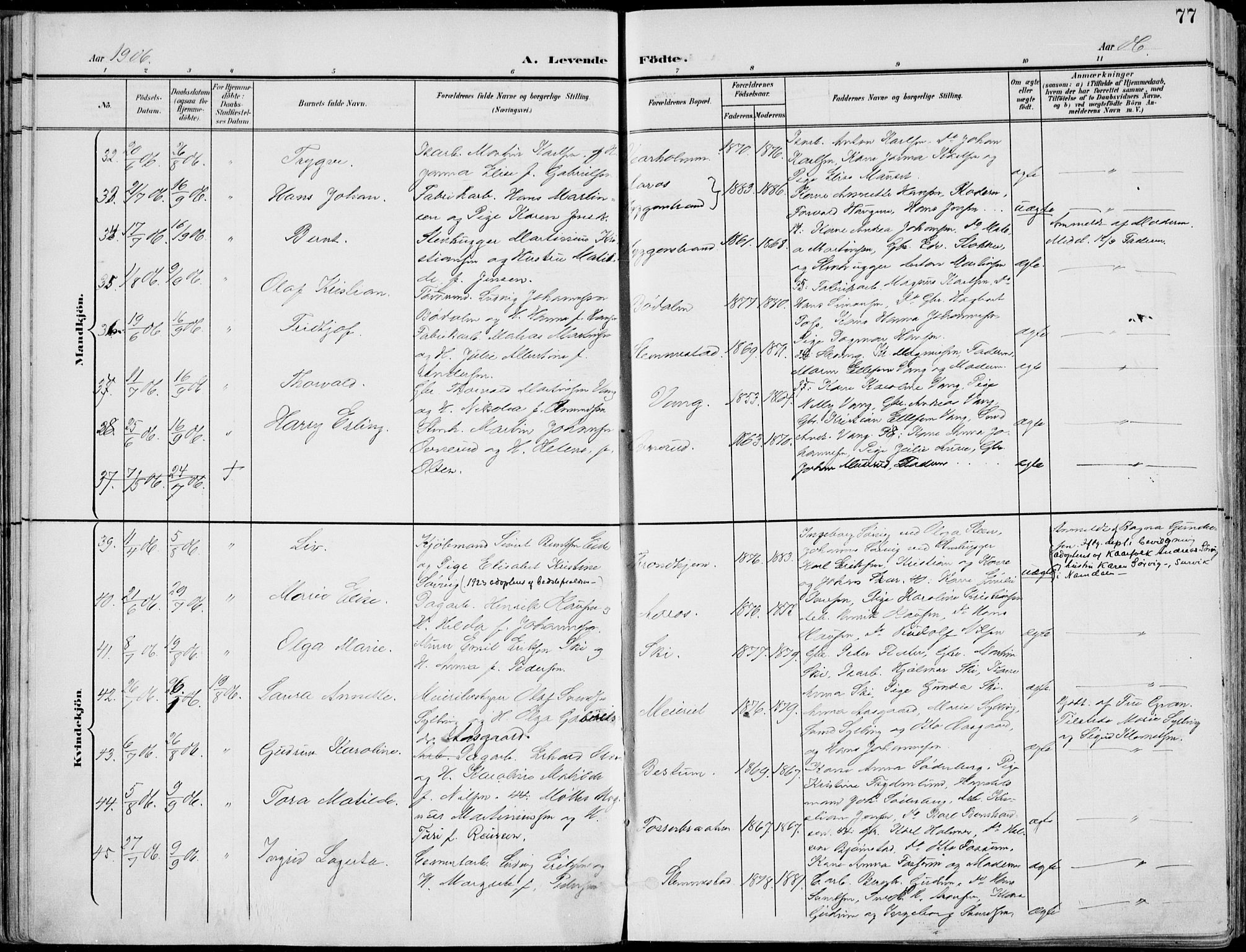 Røyken kirkebøker, AV/SAKO-A-241/F/Fa/L0009: Parish register (official) no. 9, 1898-1911, p. 77