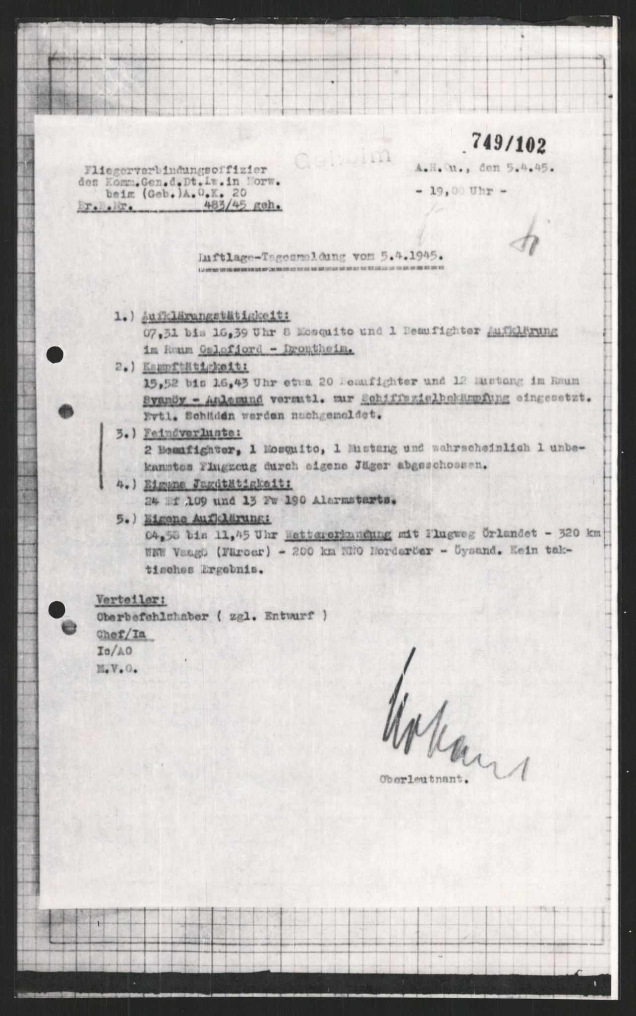 Forsvarets Overkommando. 2 kontor. Arkiv 11.4. Spredte tyske arkivsaker, AV/RA-RAFA-7031/D/Dar/Dara/L0009: Krigsdagbøker for 20. Gebirgs-Armee-Oberkommando (AOK 20), 1940-1945, p. 64