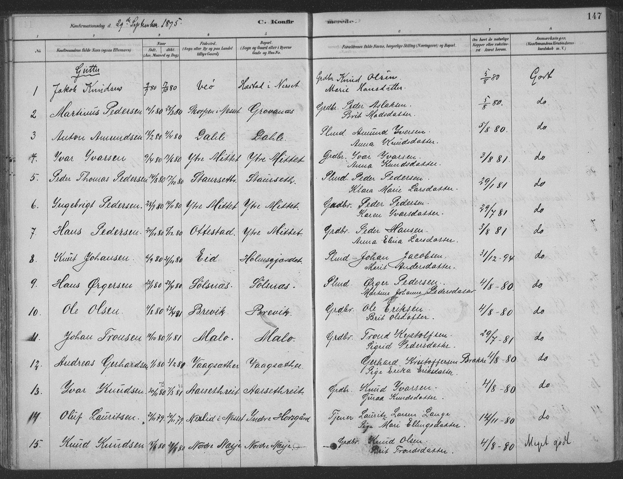 Ministerialprotokoller, klokkerbøker og fødselsregistre - Møre og Romsdal, SAT/A-1454/547/L0604: Parish register (official) no. 547A06, 1878-1906, p. 147