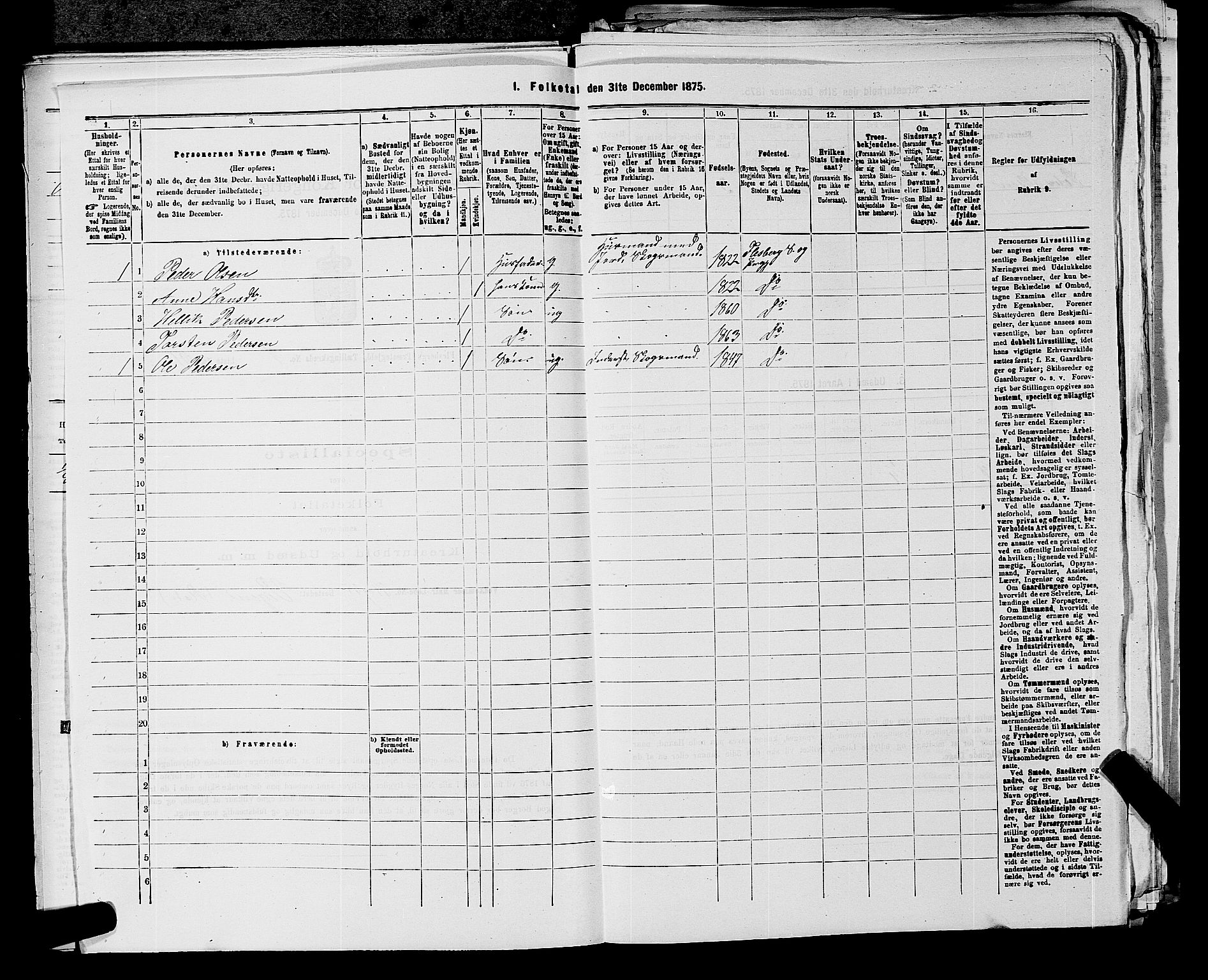 SAKO, 1875 census for 0631P Flesberg, 1875, p. 261