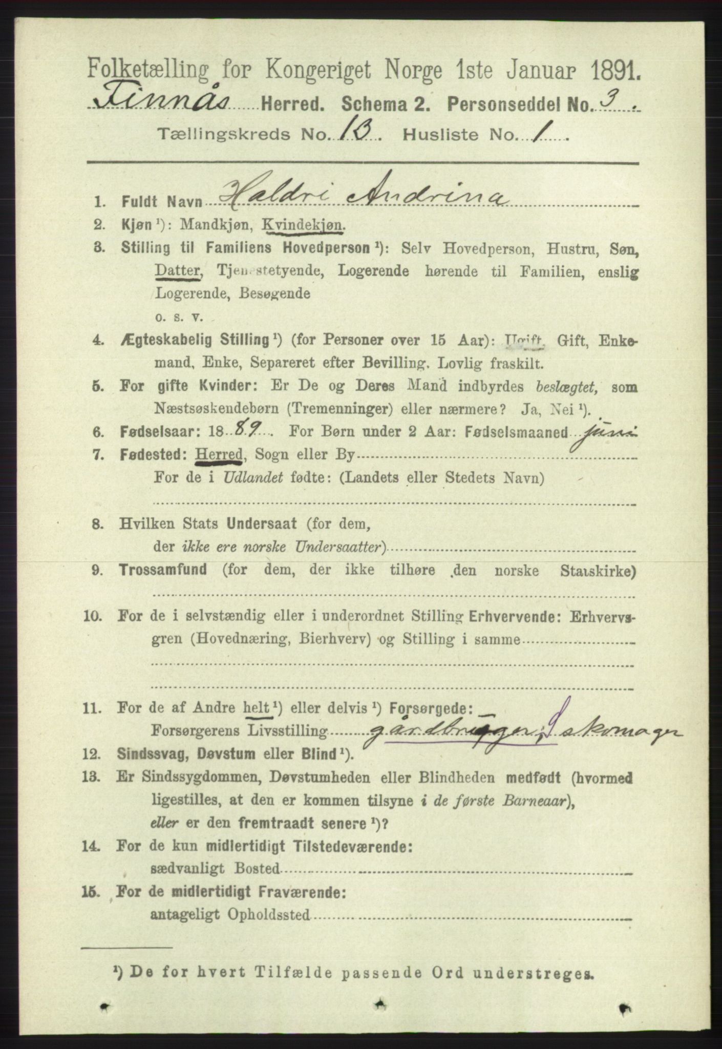 RA, 1891 census for 1218 Finnås, 1891, p. 5589