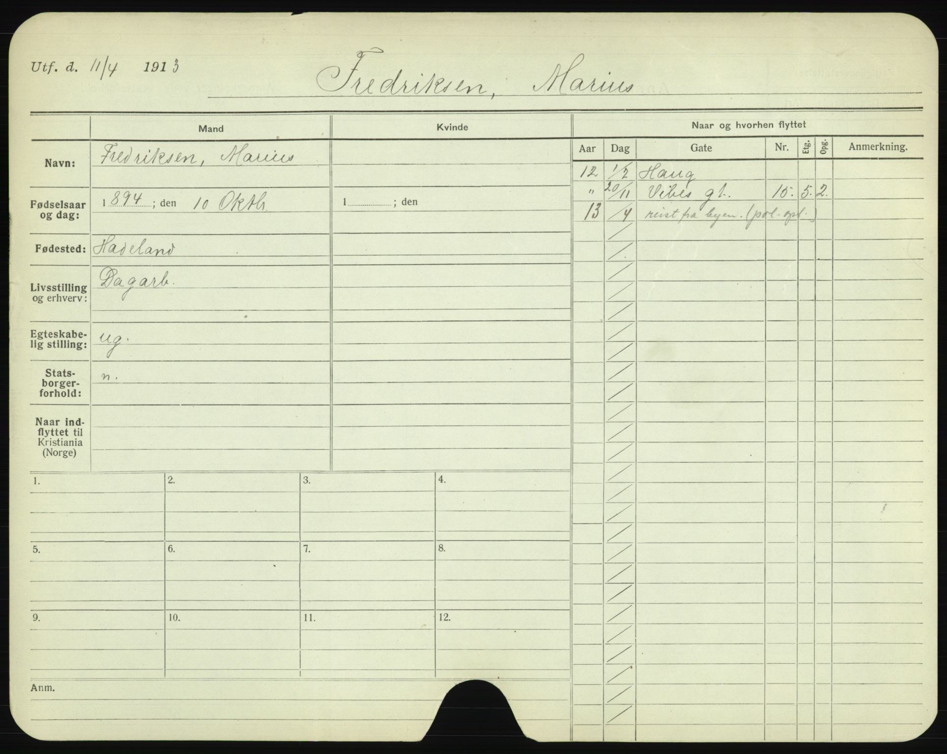 Oslo folkeregister, Registerkort, AV/SAO-A-11715/F/Fa/Fac/L0003: Menn, 1906-1914, p. 277a