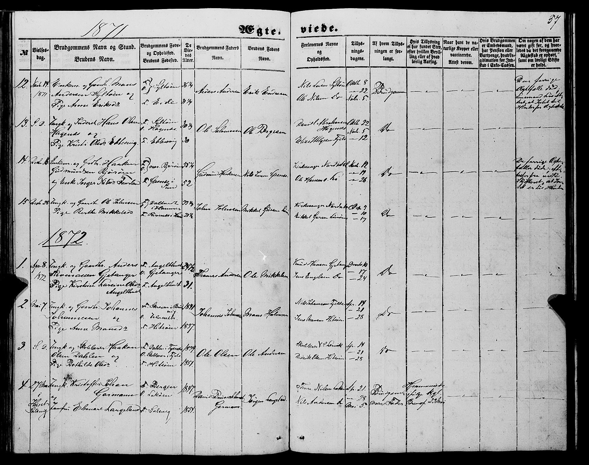 Fjell sokneprestembete, SAB/A-75301/H/Haa: Parish register (official) no. A 6, 1849-1877, p. 57