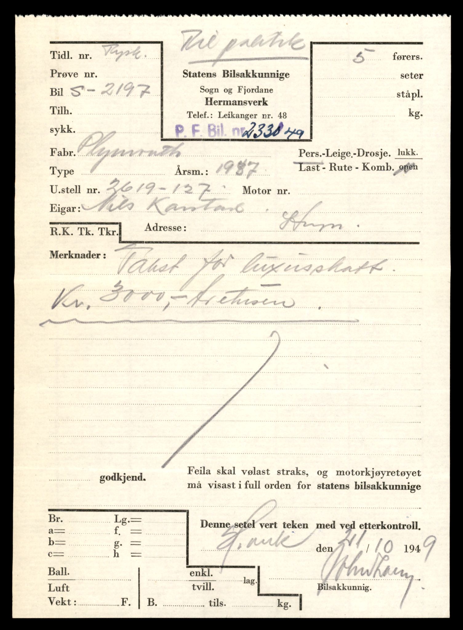 Møre og Romsdal vegkontor - Ålesund trafikkstasjon, AV/SAT-A-4099/F/Fe/L0019: Registreringskort for kjøretøy T 10228 - T 10350, 1927-1998, p. 247