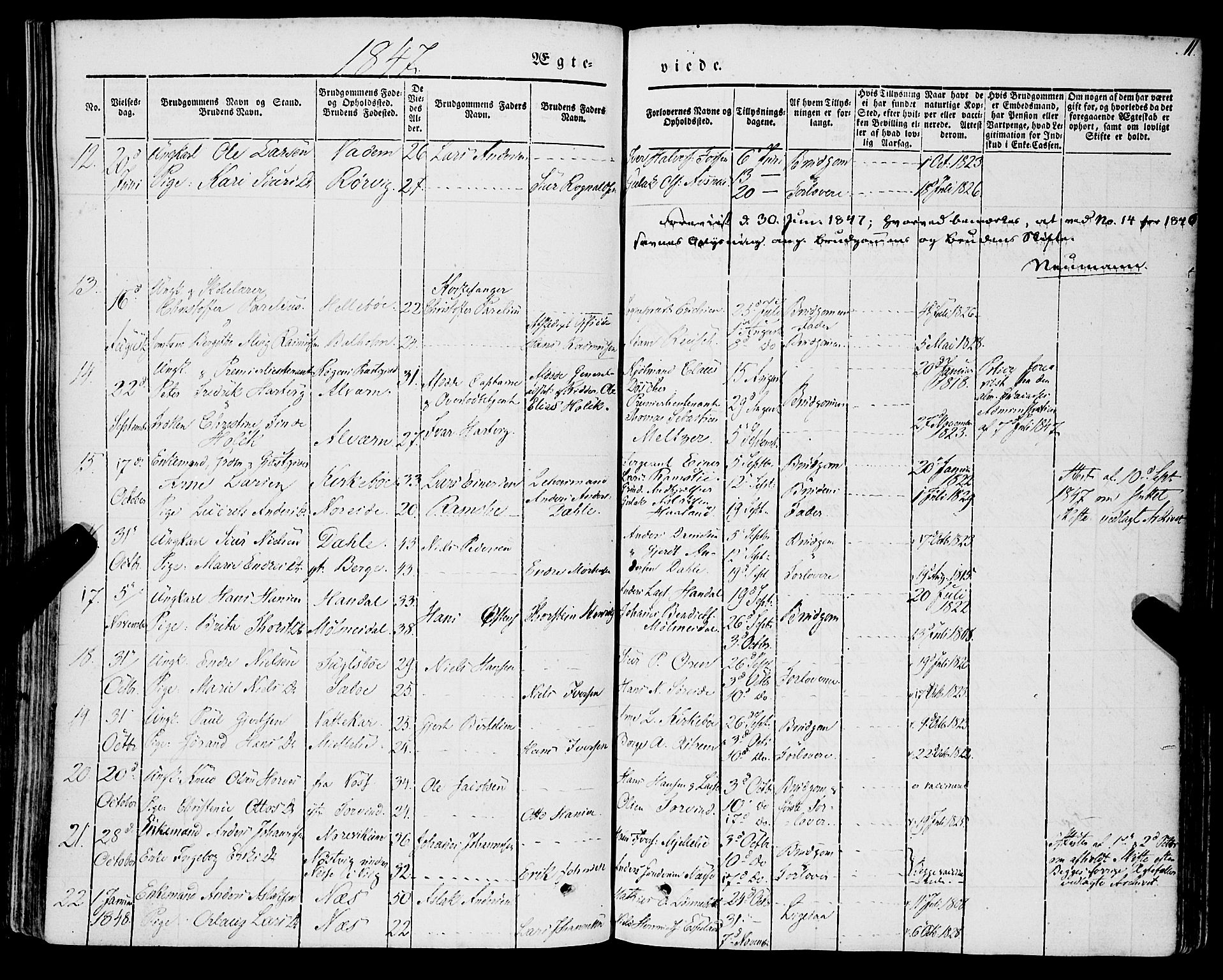 Lavik sokneprestembete, SAB/A-80901: Parish register (official) no. A 3, 1843-1863, p. 11