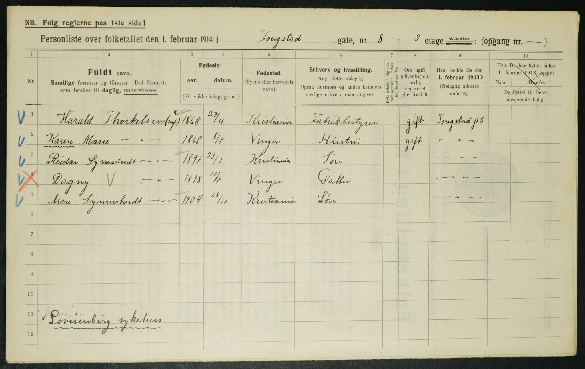 OBA, Municipal Census 1914 for Kristiania, 1914, p. 25466