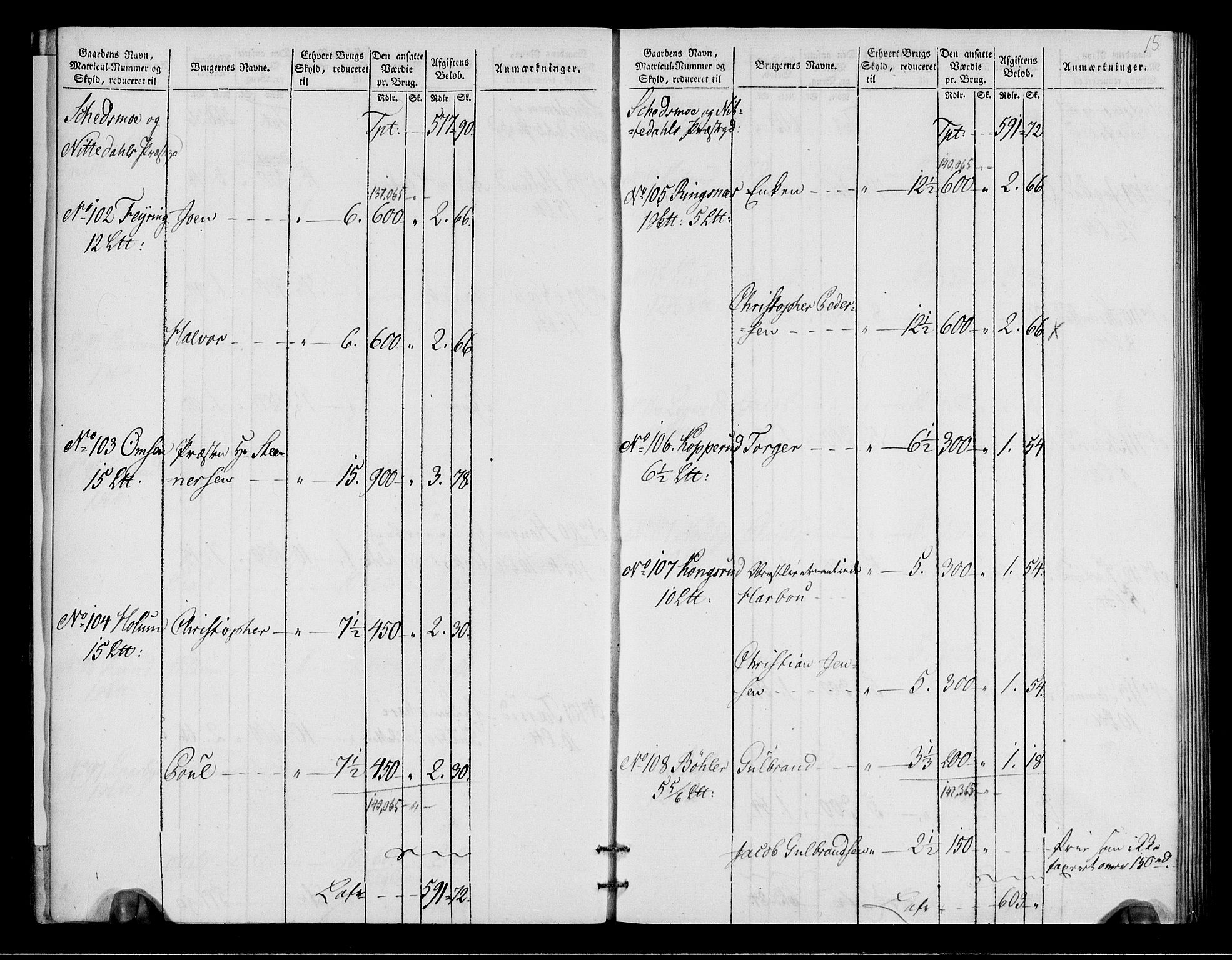 Rentekammeret inntil 1814, Realistisk ordnet avdeling, AV/RA-EA-4070/N/Ne/Nea/L0018: Nedre Romerike fogderi. Oppebørselsregister, 1803-1804, p. 16