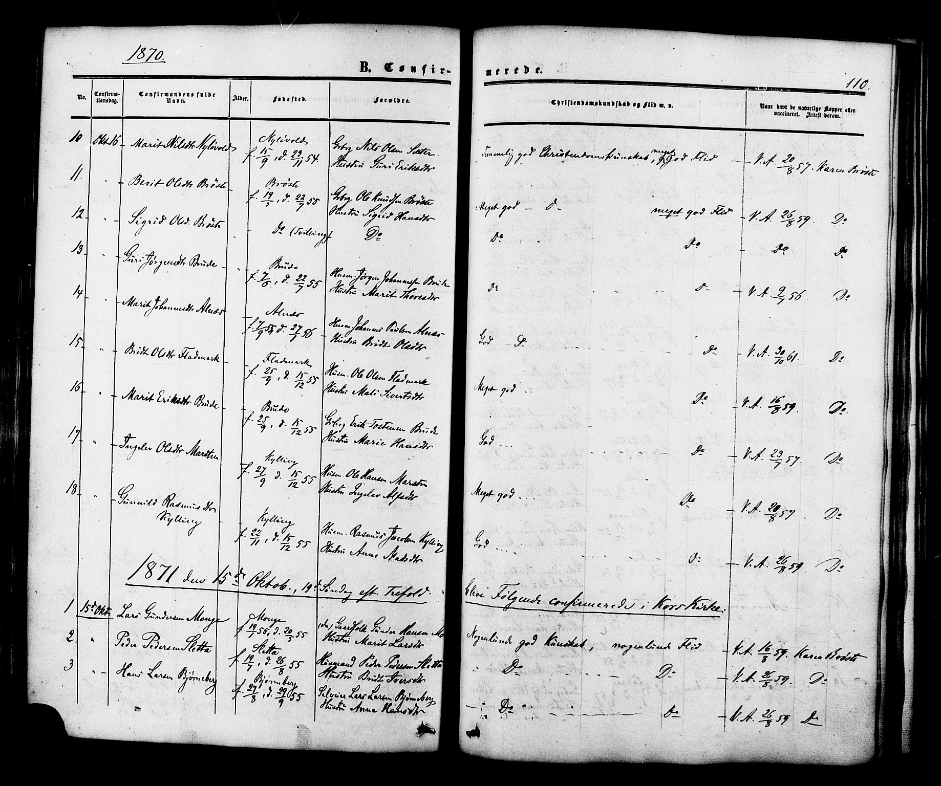 Ministerialprotokoller, klokkerbøker og fødselsregistre - Møre og Romsdal, AV/SAT-A-1454/546/L0594: Parish register (official) no. 546A02, 1854-1882, p. 110