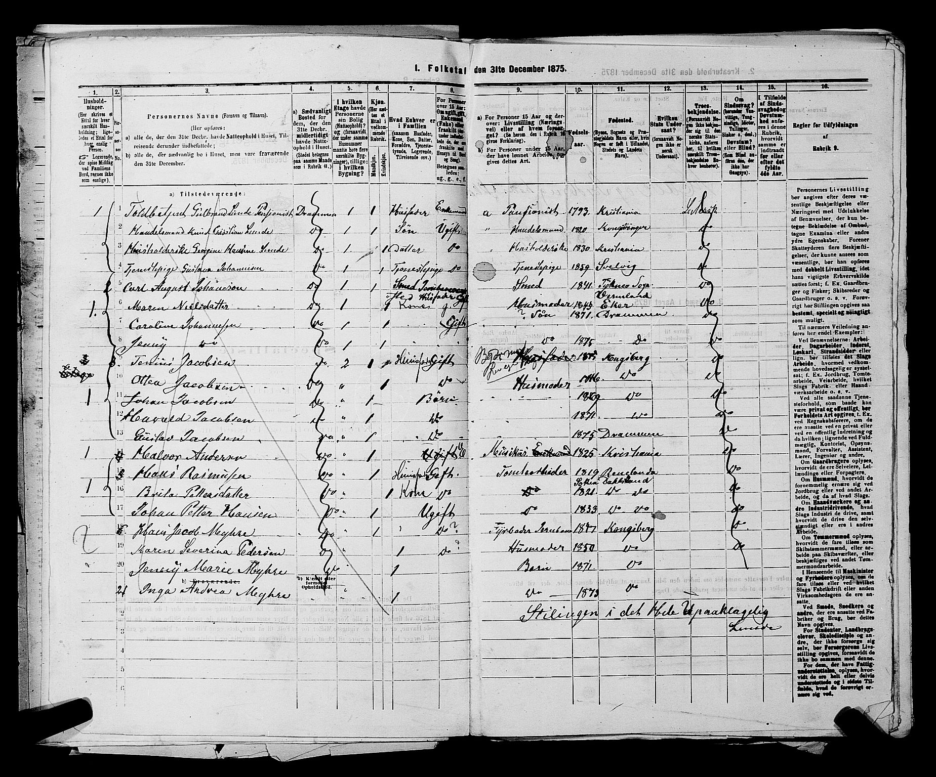 SAKO, 1875 census for 0602 Drammen, 1875, p. 2169