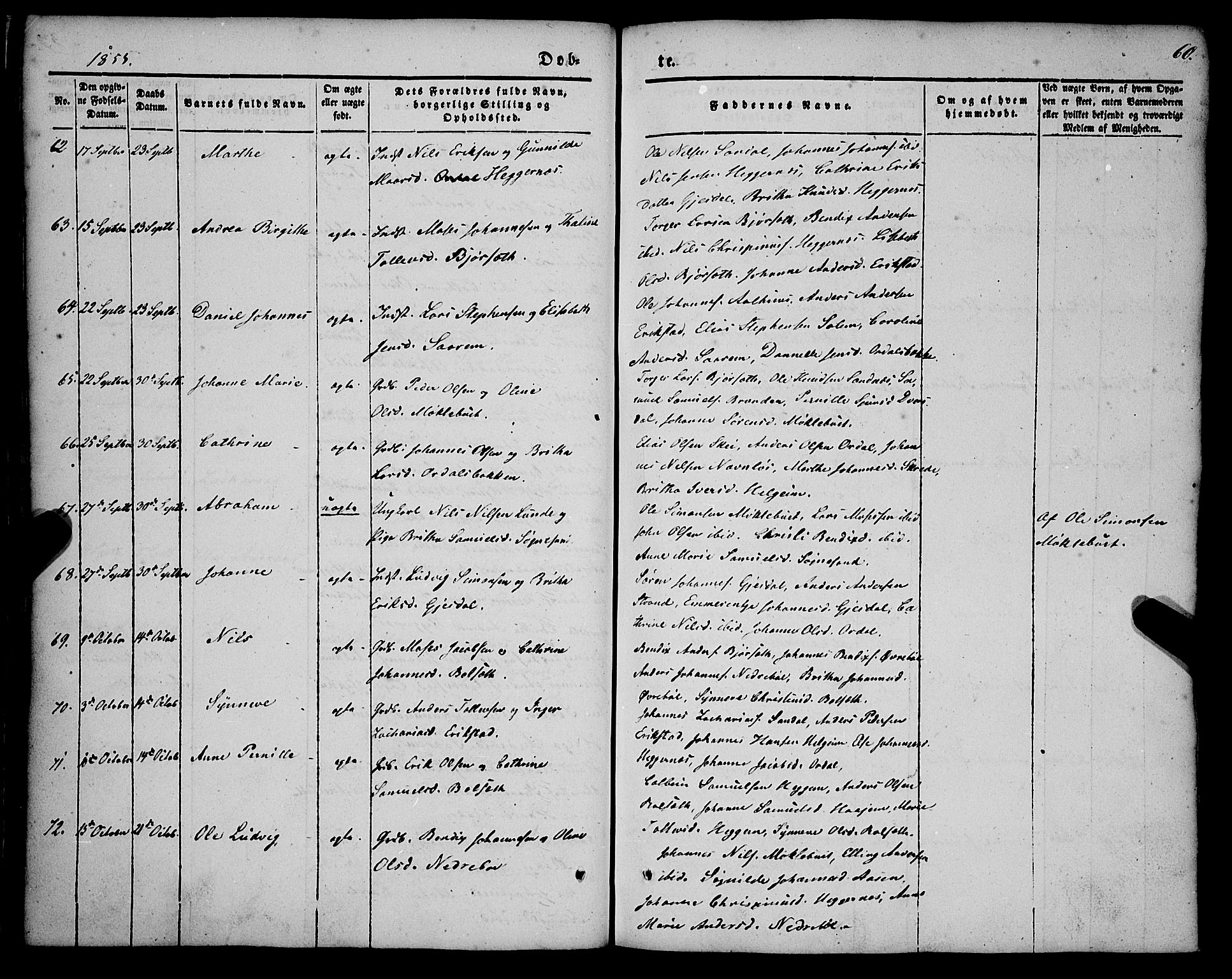 Jølster sokneprestembete, SAB/A-80701/H/Haa/Haaa/L0010: Parish register (official) no. A 10, 1847-1865, p. 60