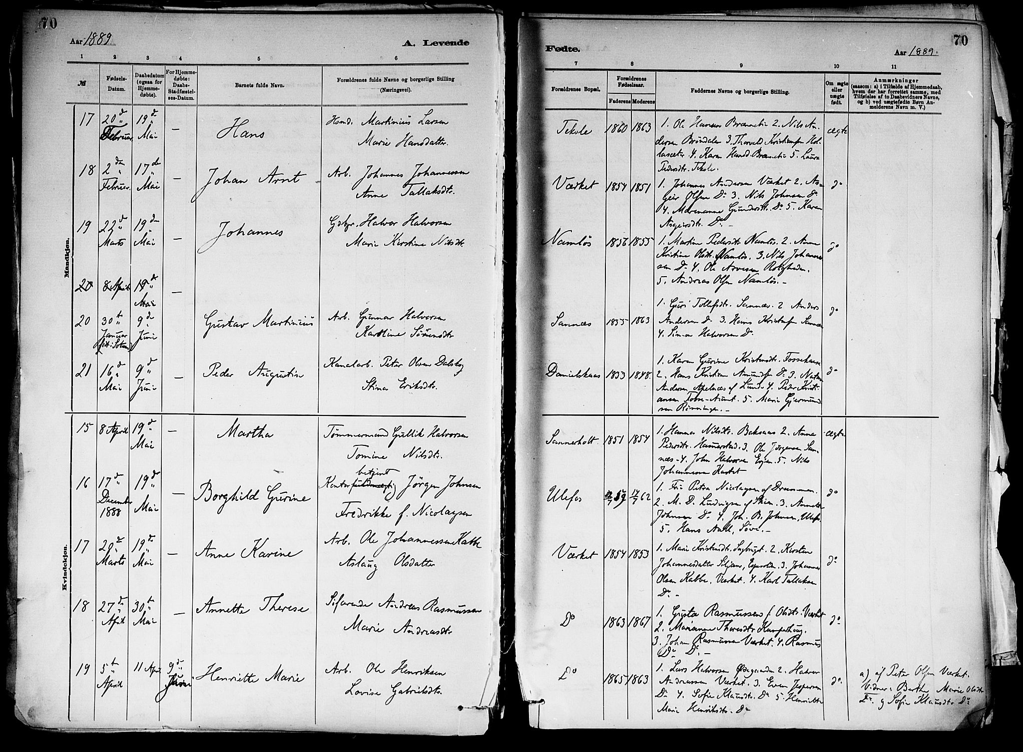 Holla kirkebøker, AV/SAKO-A-272/F/Fa/L0008: Parish register (official) no. 8, 1882-1897, p. 70