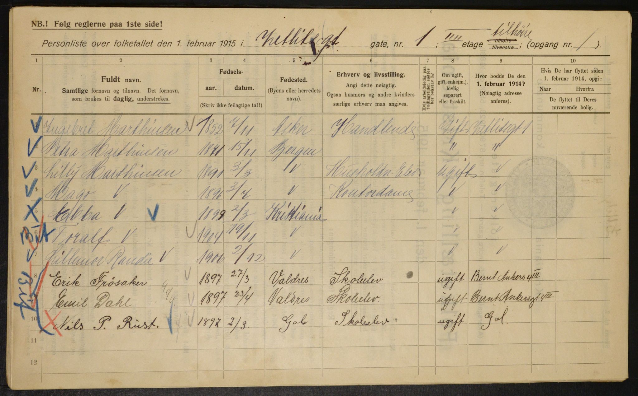 OBA, Municipal Census 1915 for Kristiania, 1915, p. 129179