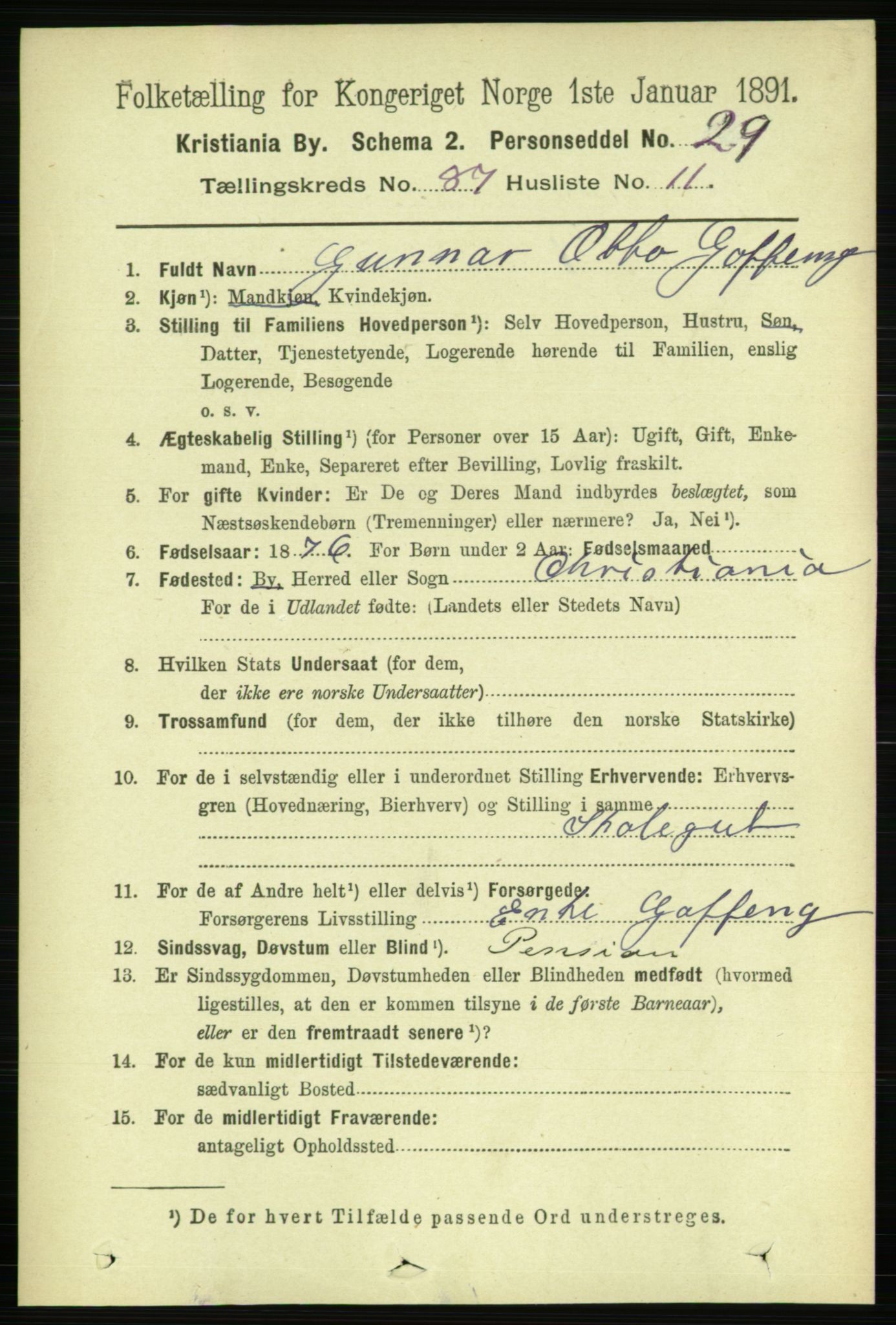 RA, 1891 census for 0301 Kristiania, 1891, p. 43810