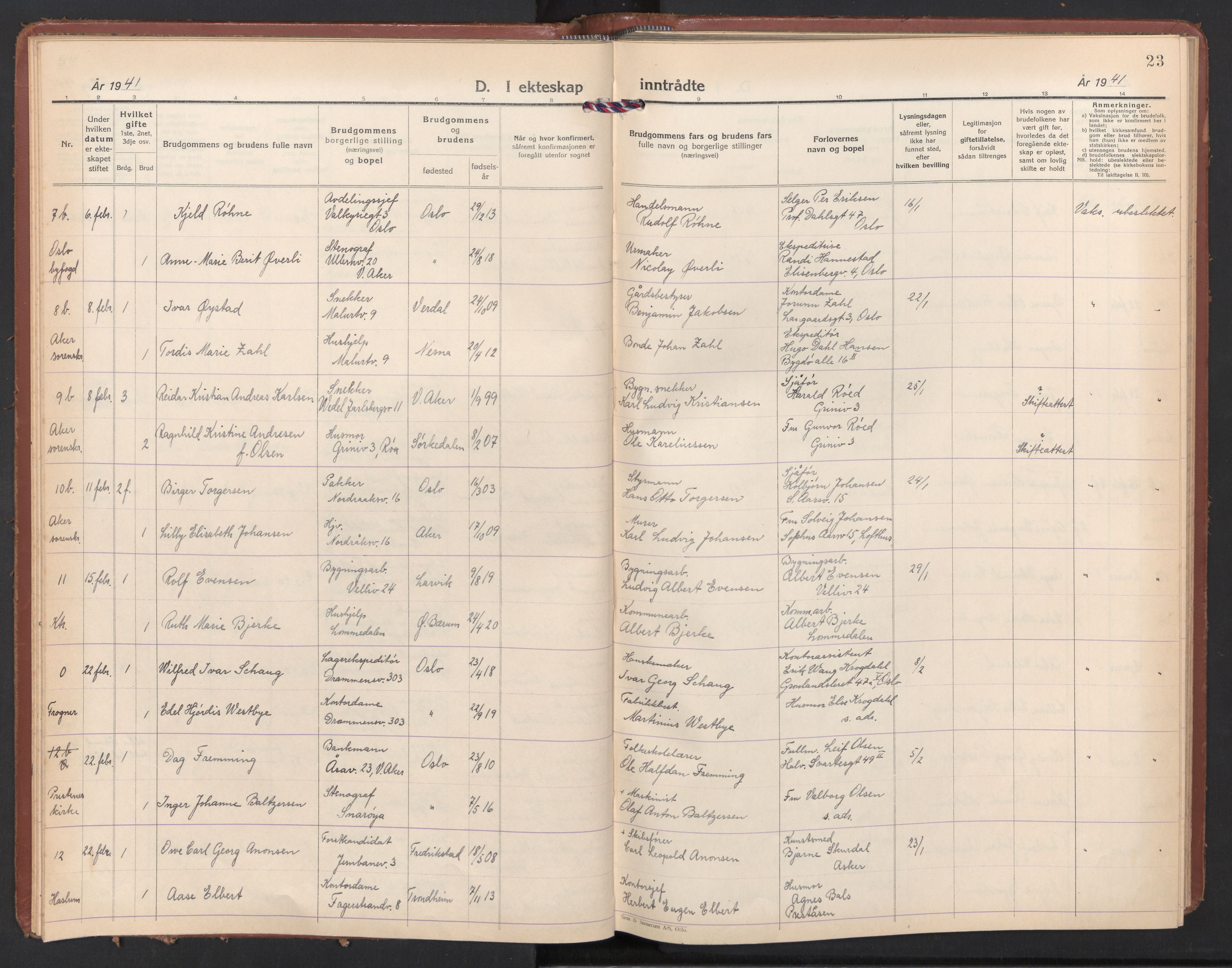 Østre Bærum prestekontor Kirkebøker, AV/SAO-A-10887/F/Fa/L0008: Parish register (official) no. 8, 1940-1948, p. 23