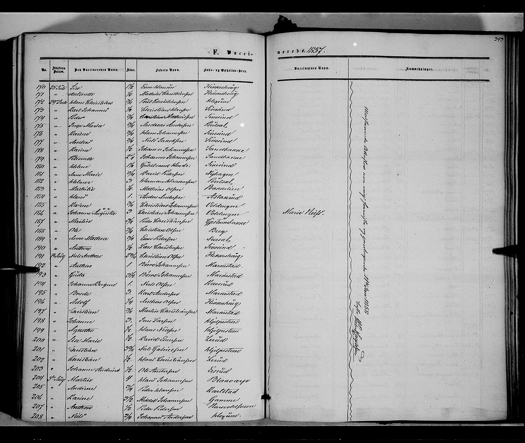 Vestre Toten prestekontor, SAH/PREST-108/H/Ha/Haa/L0006: Parish register (official) no. 6, 1856-1861, p. 343