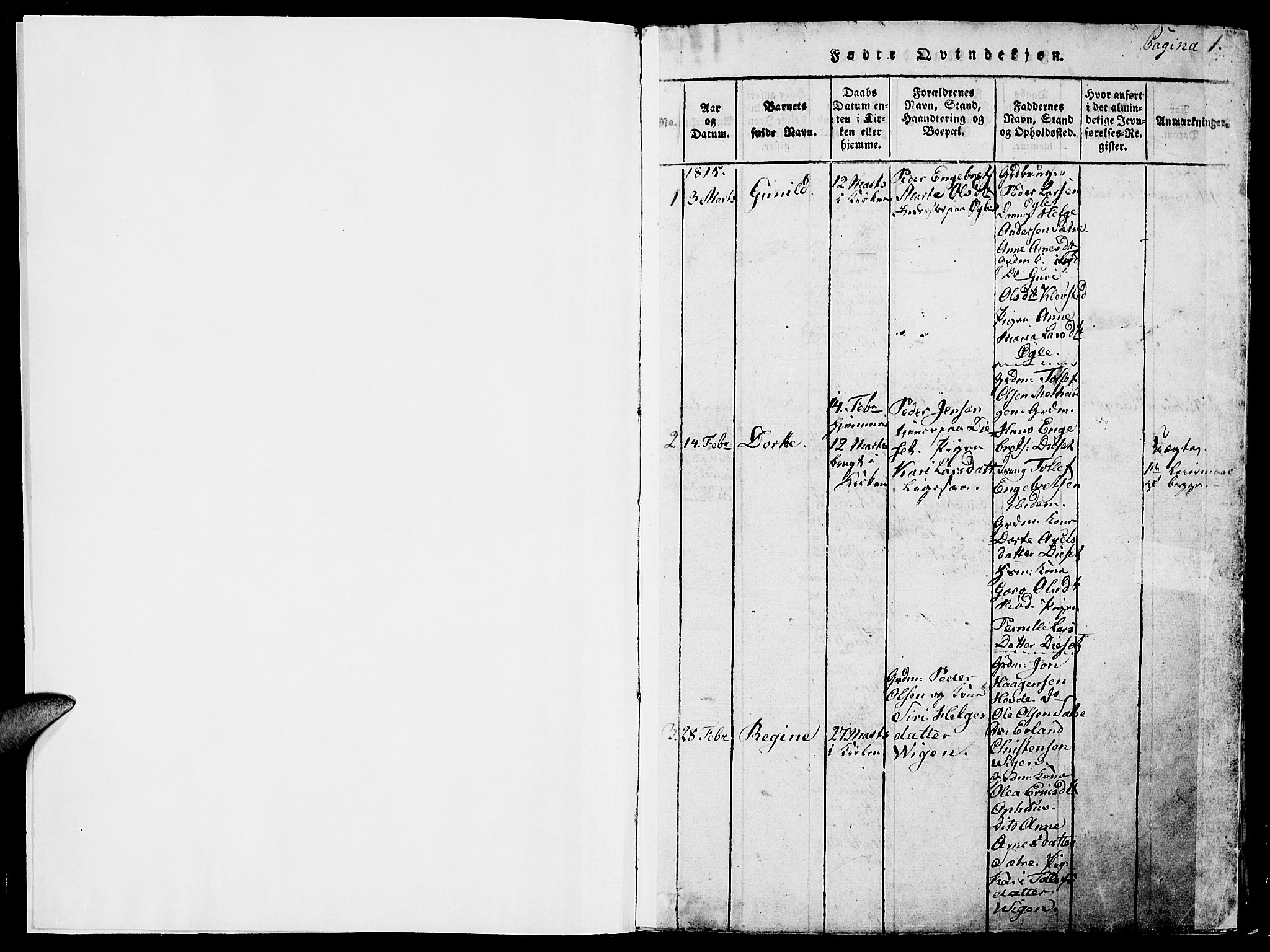Åmot prestekontor, Hedmark, AV/SAH-PREST-056/H/Ha/Hab/L0001: Parish register (copy) no. 1, 1815-1847, p. 0-1