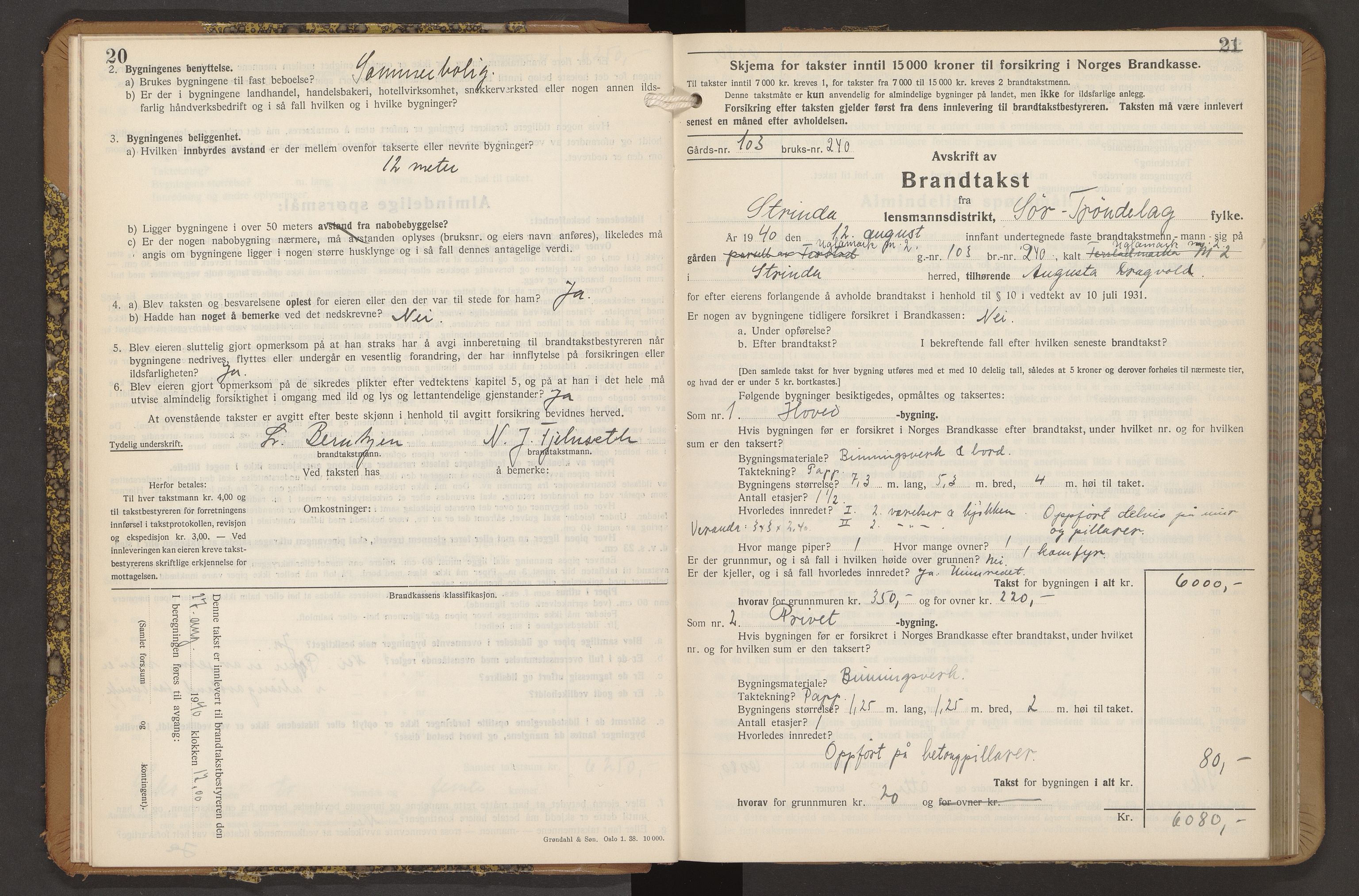 Norges Brannkasse Strinda, AV/SAT-A-5516/Fb/L0009: Branntakstprotokoll, 1940-1946, p. 20-21