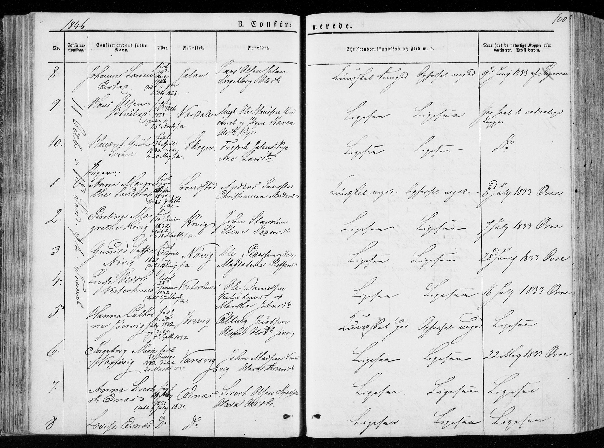 Ministerialprotokoller, klokkerbøker og fødselsregistre - Nord-Trøndelag, AV/SAT-A-1458/722/L0218: Parish register (official) no. 722A05, 1843-1868, p. 100