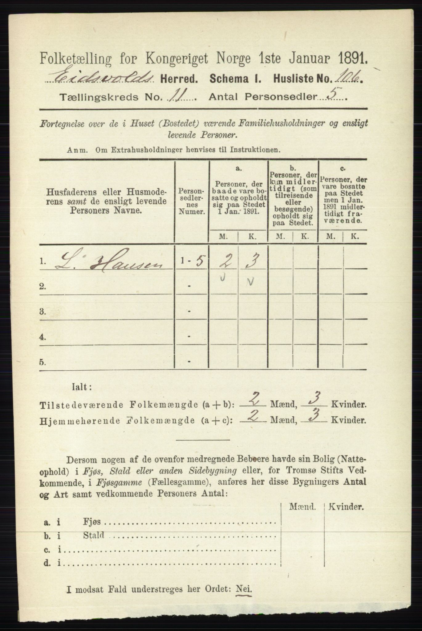 RA, 1891 census for 0237 Eidsvoll, 1891, p. 7682