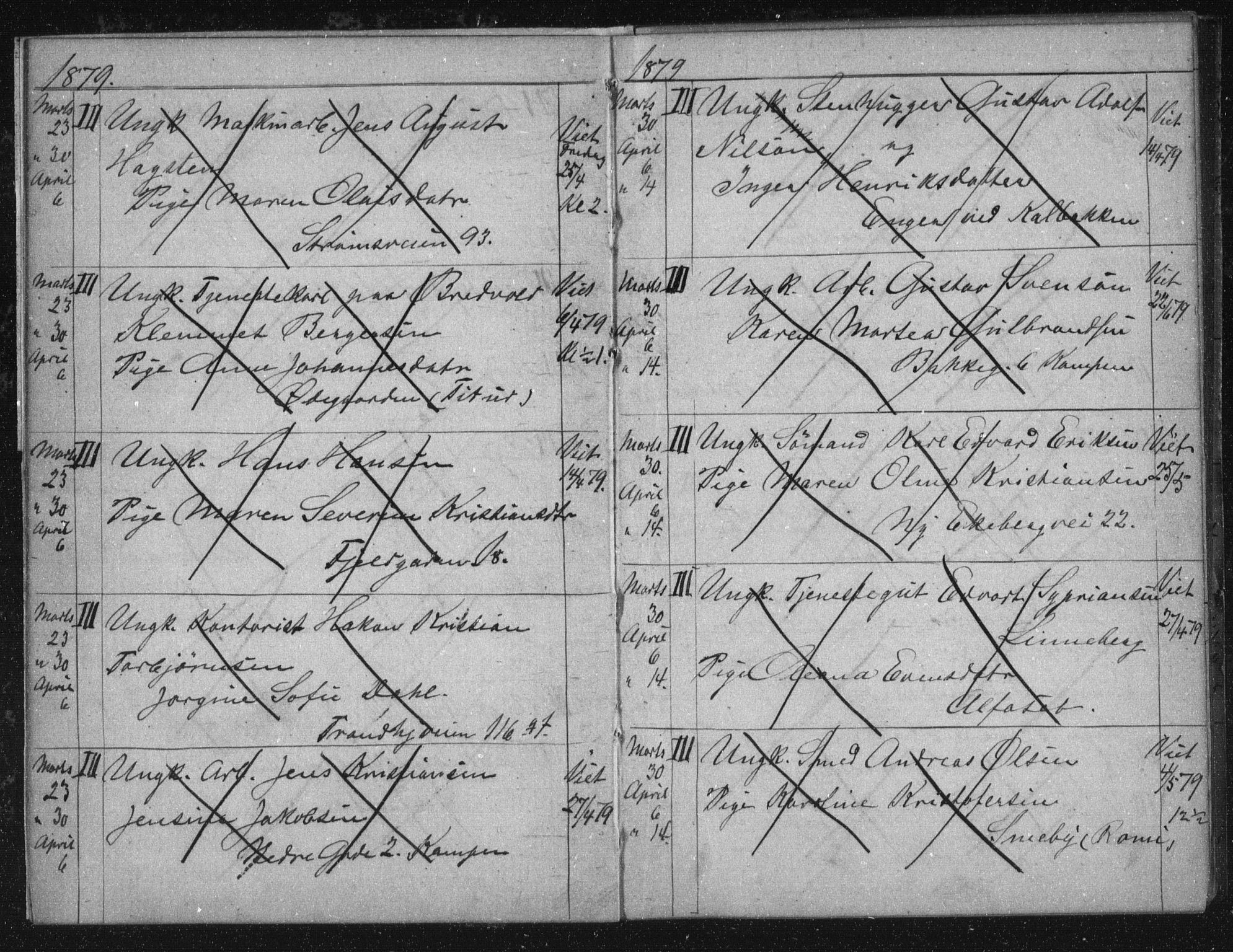 Østre Aker prestekontor Kirkebøker, AV/SAO-A-10840/H/Ha/L0005: Banns register no. I 5, 1879-1899