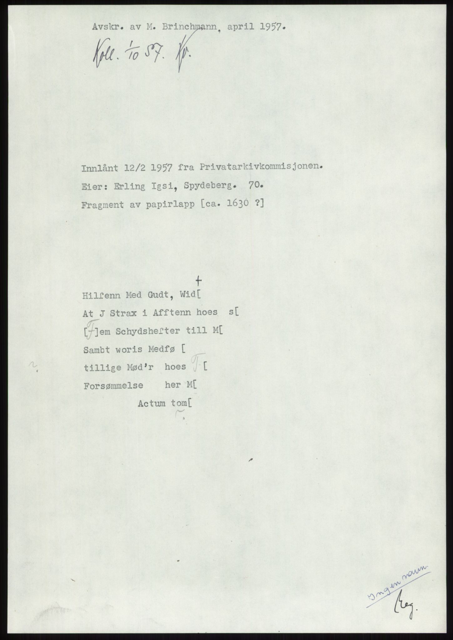 Samlinger til kildeutgivelse, Diplomavskriftsamlingen, RA/EA-4053/H/Ha, p. 469