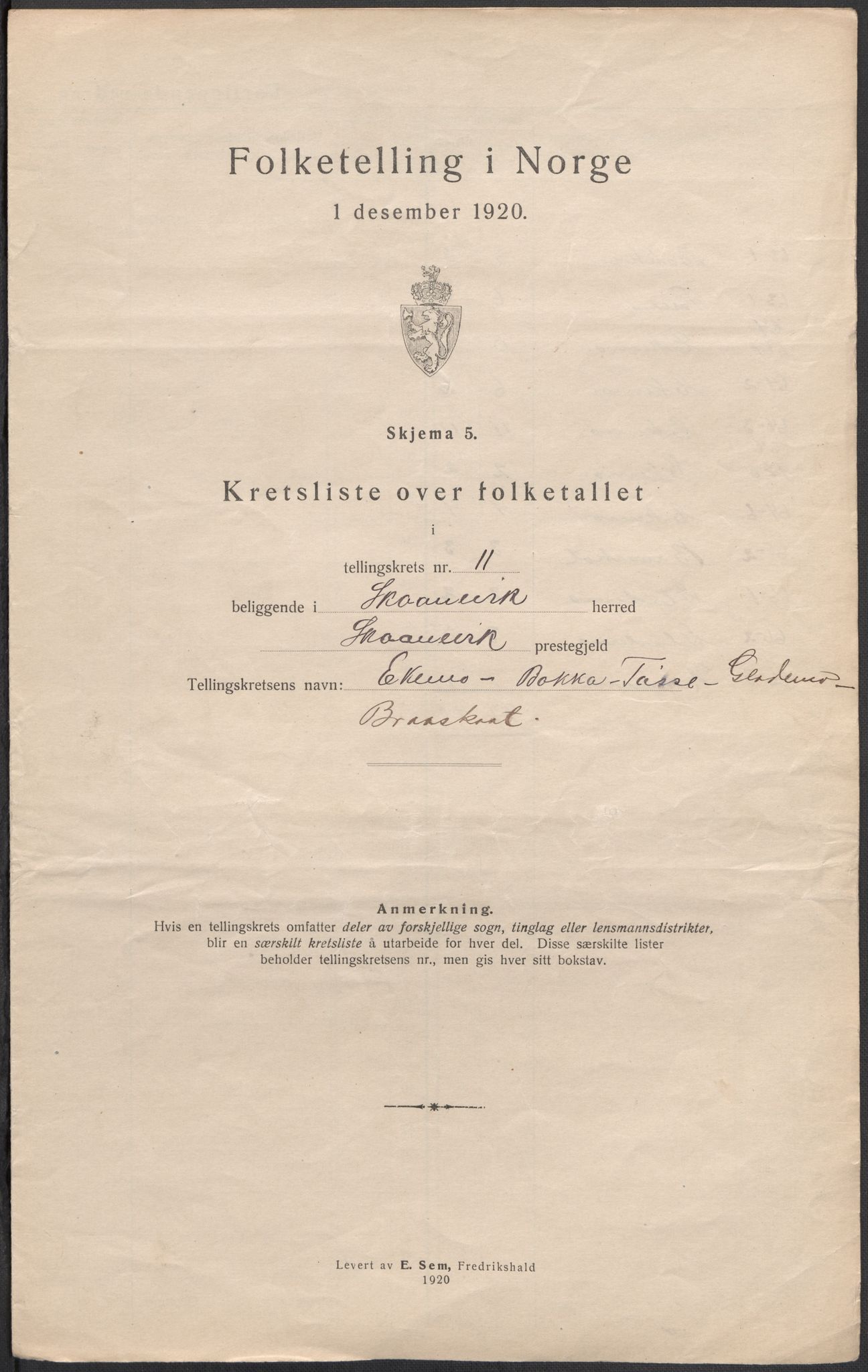 SAB, 1920 census for Skånevik, 1920, p. 40