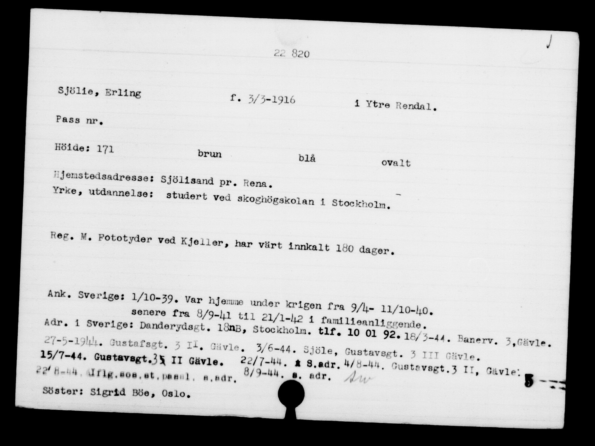 Den Kgl. Norske Legasjons Flyktningskontor, AV/RA-S-6753/V/Va/L0010: Kjesäterkartoteket.  Flyktningenr. 22000-25314, 1940-1945, p. 897