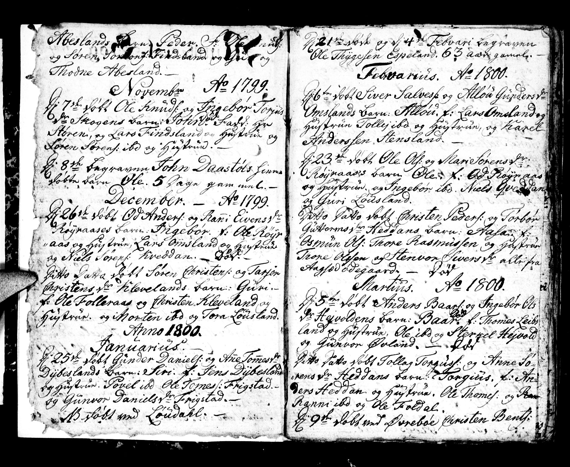 Bjelland sokneprestkontor, AV/SAK-1111-0005/F/Fa/Fab/L0001: Parish register (official) no. A 1, 1799-1810