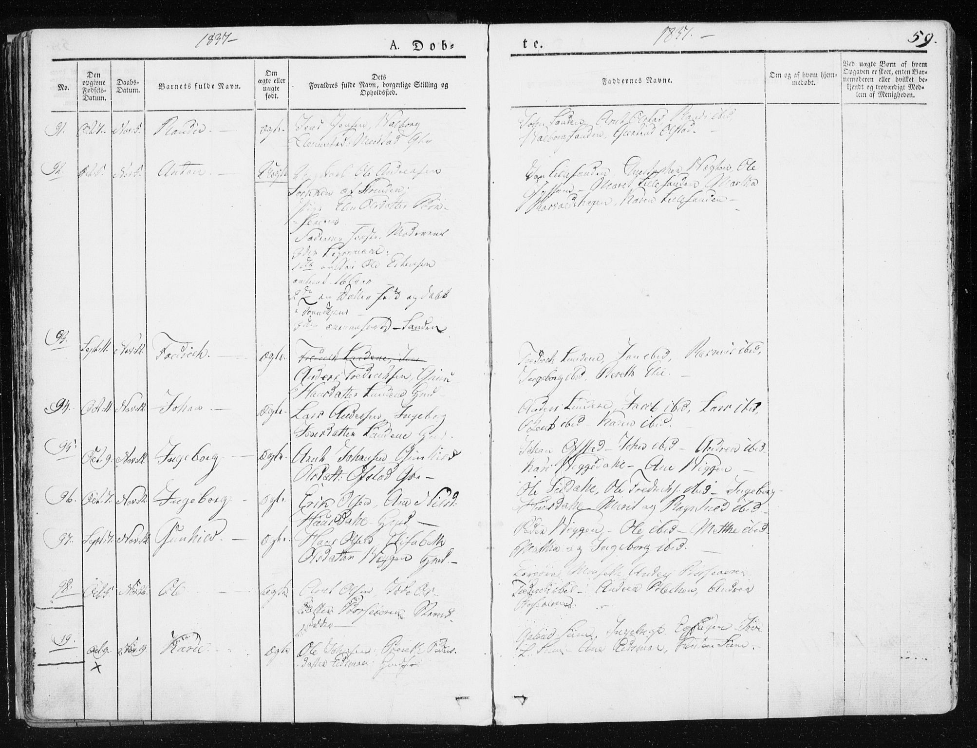 Ministerialprotokoller, klokkerbøker og fødselsregistre - Sør-Trøndelag, SAT/A-1456/665/L0771: Parish register (official) no. 665A06, 1830-1856, p. 59