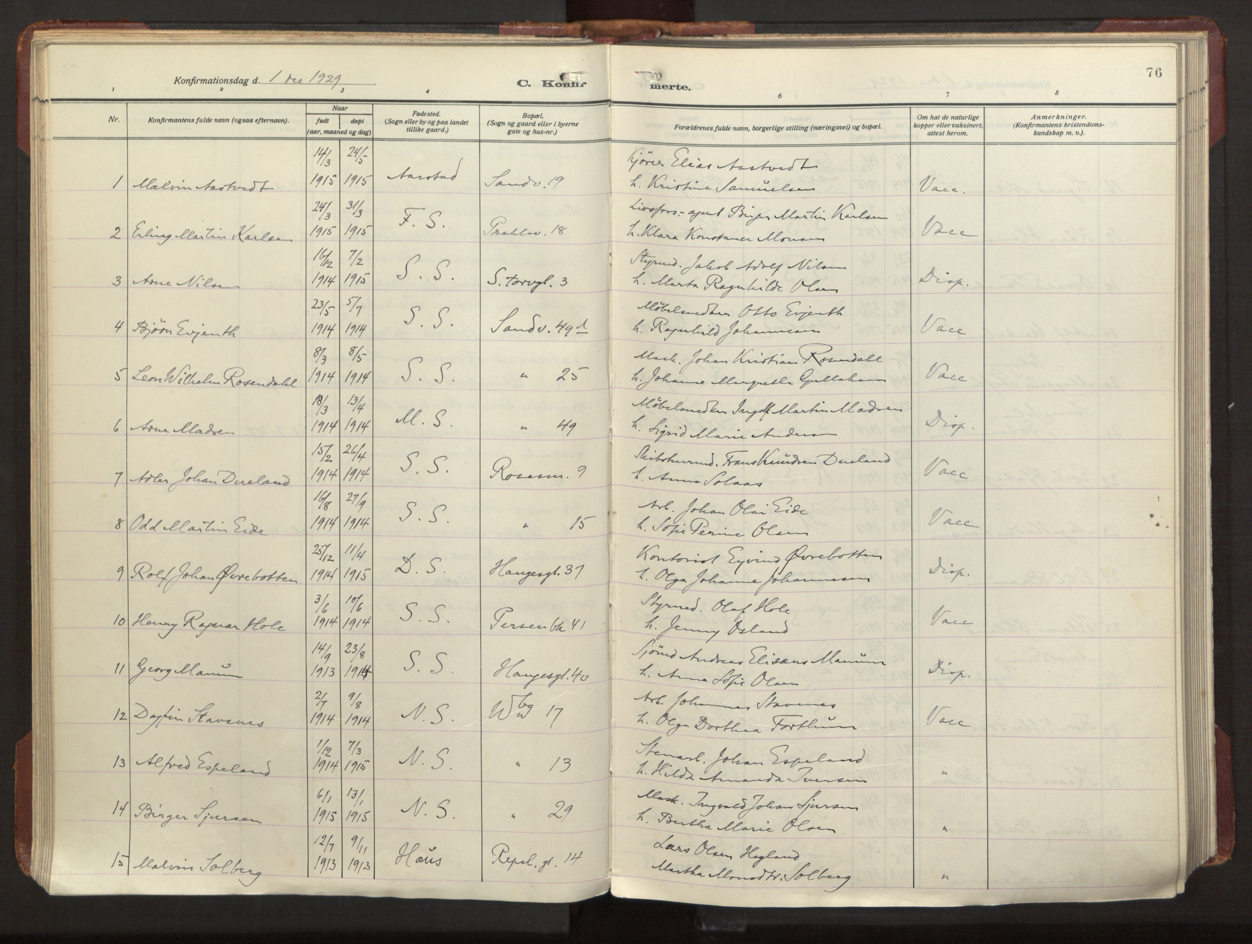 Sandviken Sokneprestembete, AV/SAB-A-77601/H/Ha/L0013: Parish register (official) no. C 4, 1926-1943, p. 76