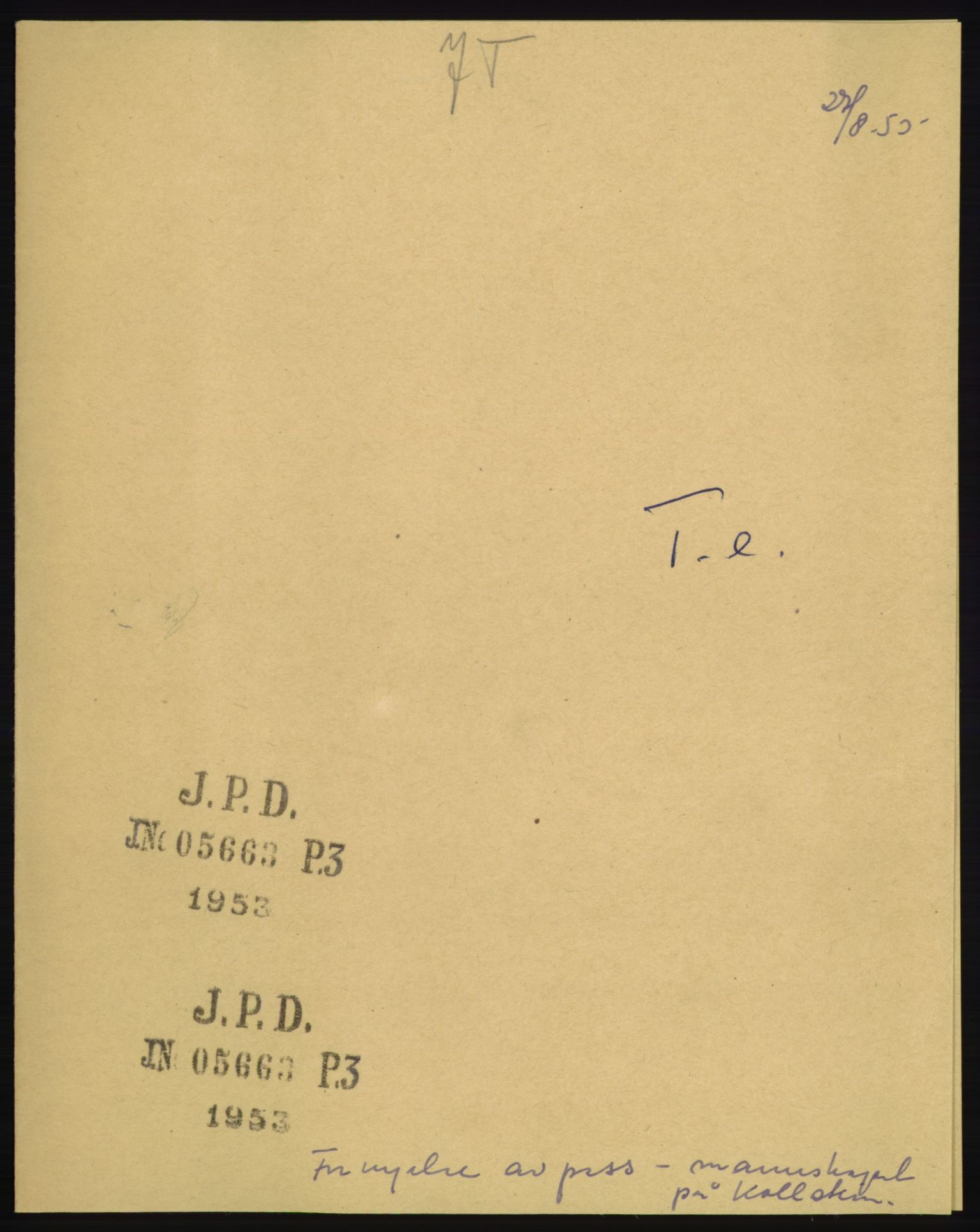 Justisdepartementet, 3. politikontor P3, RA/S-1051/D/L0040: Passinstruksen - Passutstedelse ved utenriksstasjoner, 1947-1959, p. 1294