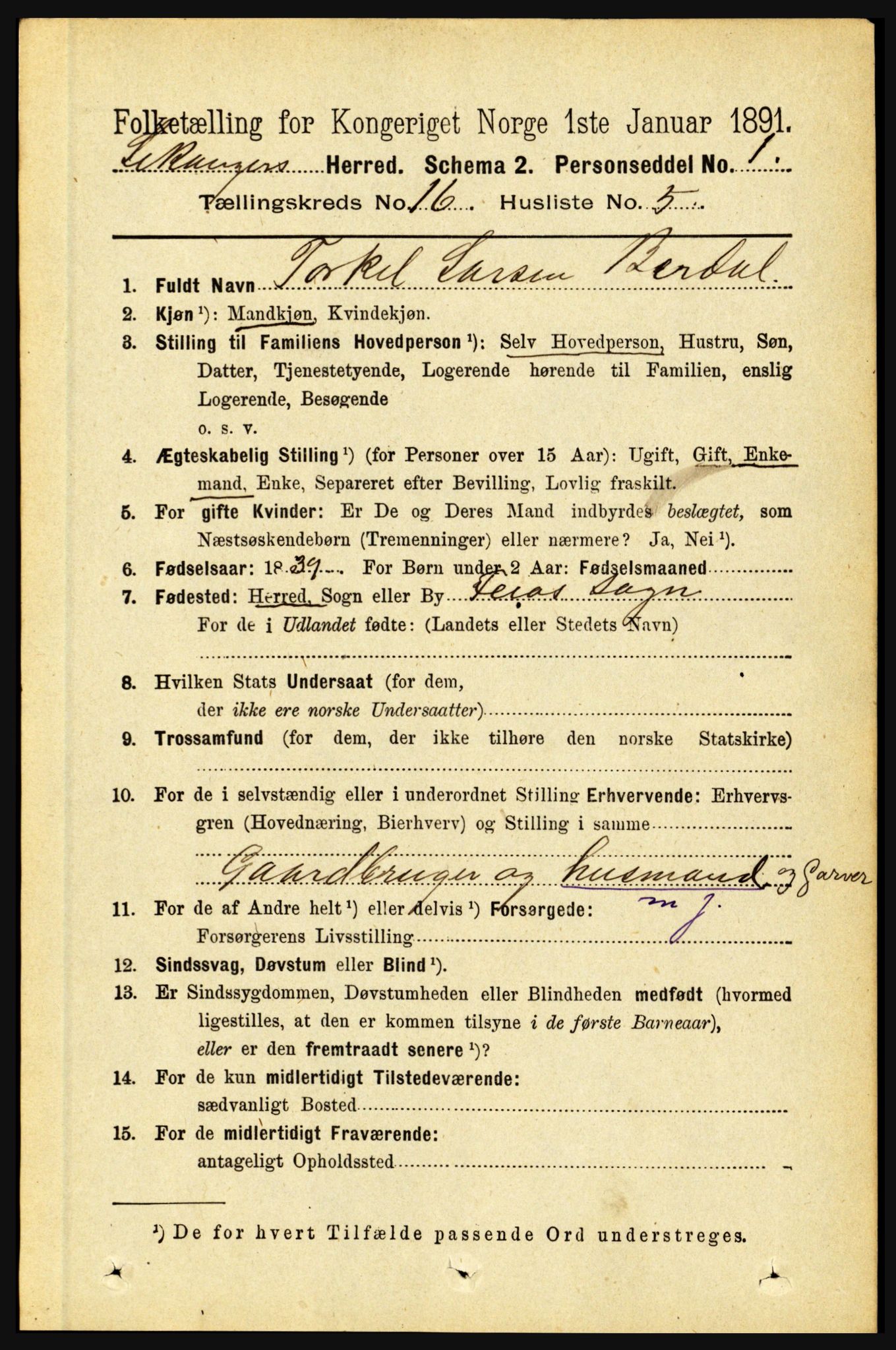 RA, 1891 census for 1419 Leikanger, 1891, p. 3009