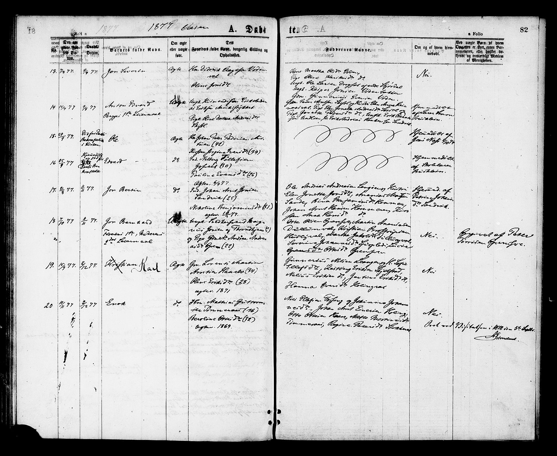 Ministerialprotokoller, klokkerbøker og fødselsregistre - Nord-Trøndelag, SAT/A-1458/713/L0118: Parish register (official) no. 713A08 /2, 1875-1877, p. 82