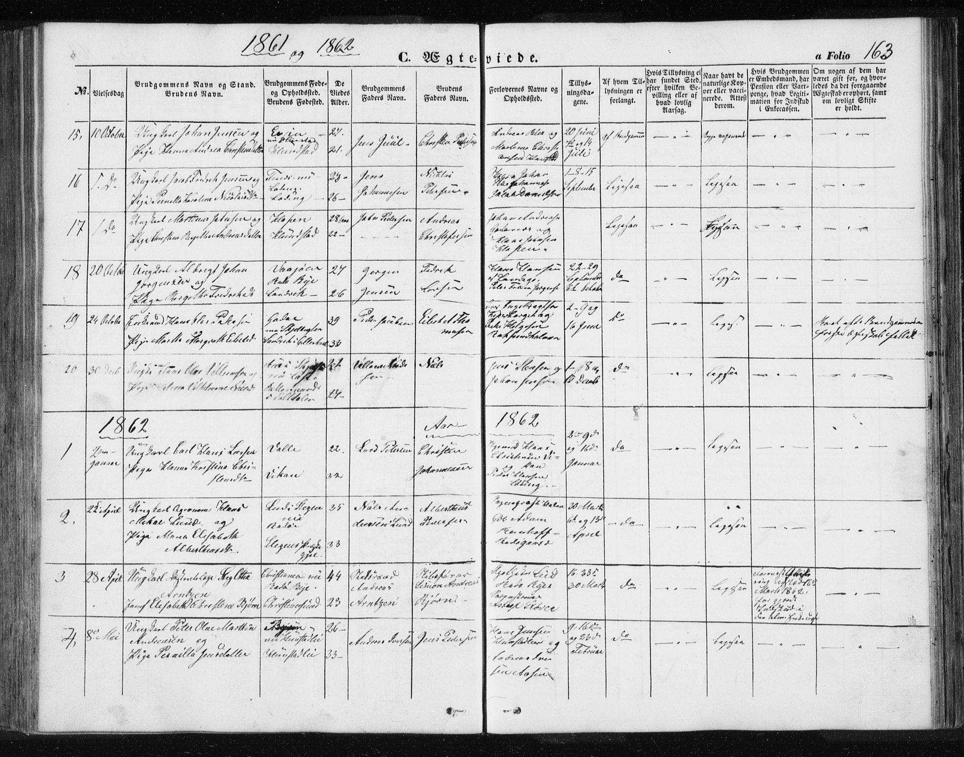 Ministerialprotokoller, klokkerbøker og fødselsregistre - Nordland, SAT/A-1459/801/L0028: Parish register (copy) no. 801C03, 1855-1867, p. 163